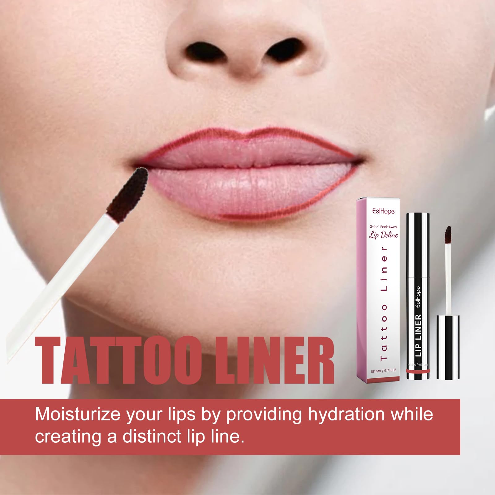 Pakivs 3Pcs Removable Lip Liner Set - Long Lasting Waterproof Matte Lip Pencil, 1oz, Peel Off for Women