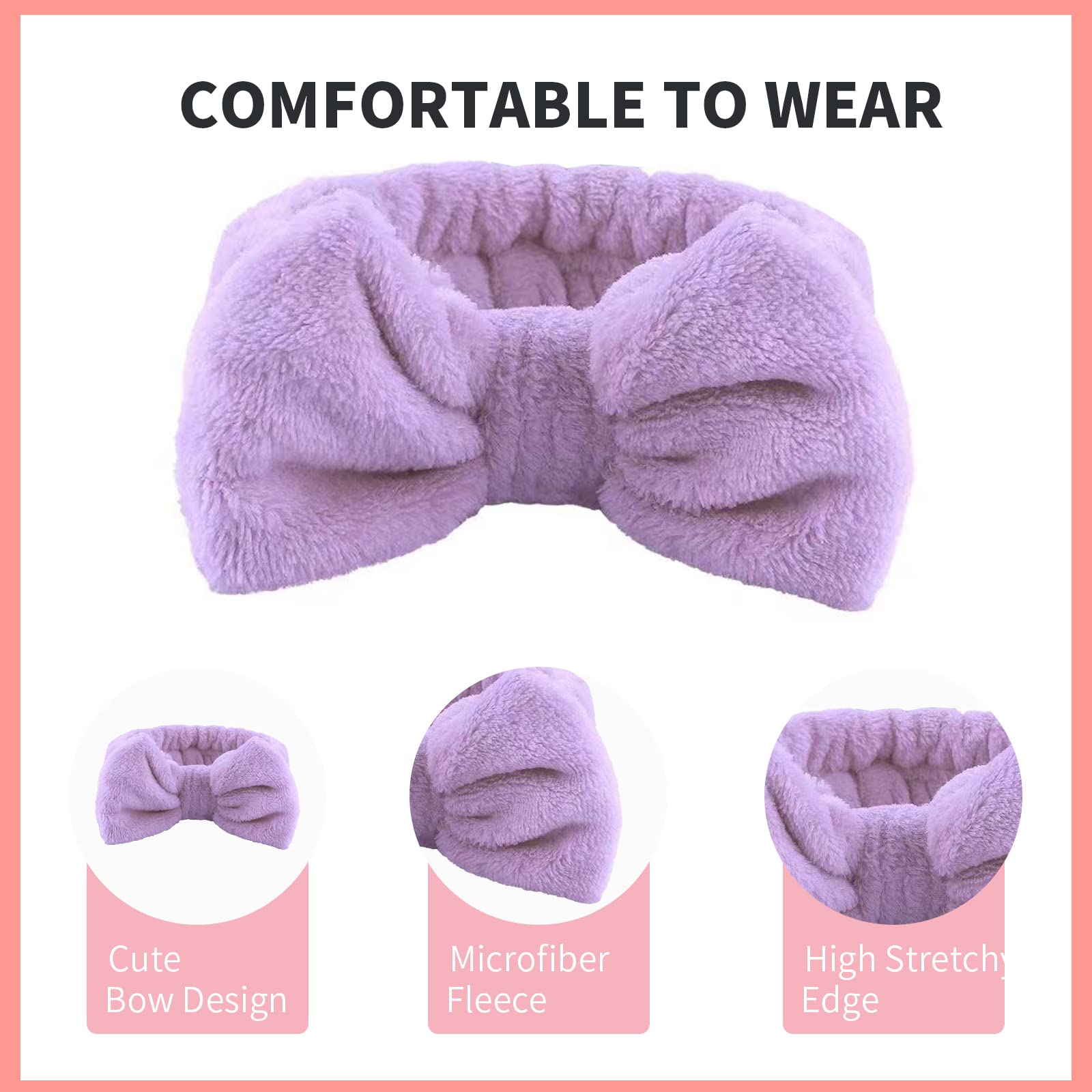 Wsyub Hairband, 3Pcs Face Headband With Bow Tie, Soft Microfiber Skincare Band For Washing Face, Shower Headband Spa Headband Fo