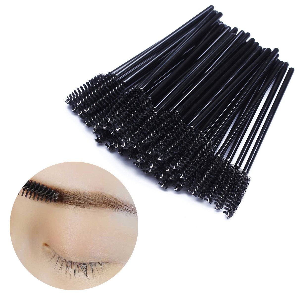 Disposable Mascara Wands Brush Makeup Spoolies Bulk For Eyelash Extensions, Black (1000 Pieces)