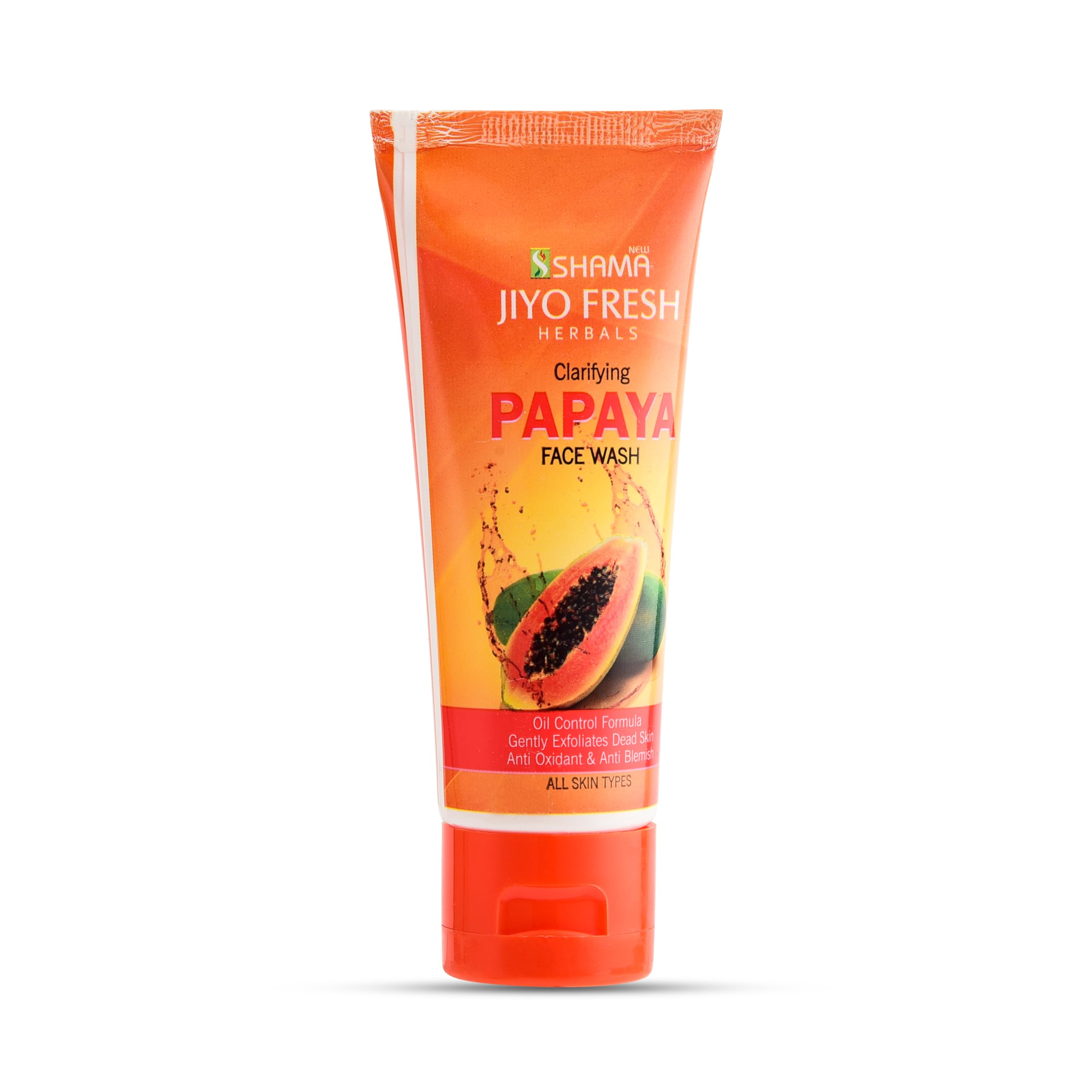 New Shama Jiyo Fresh Herbals Clarifying Papaya Face Wash, Oil Control, Exfoliates Dead Skin, Anti Blemish, All Skin Types, 60 Ml