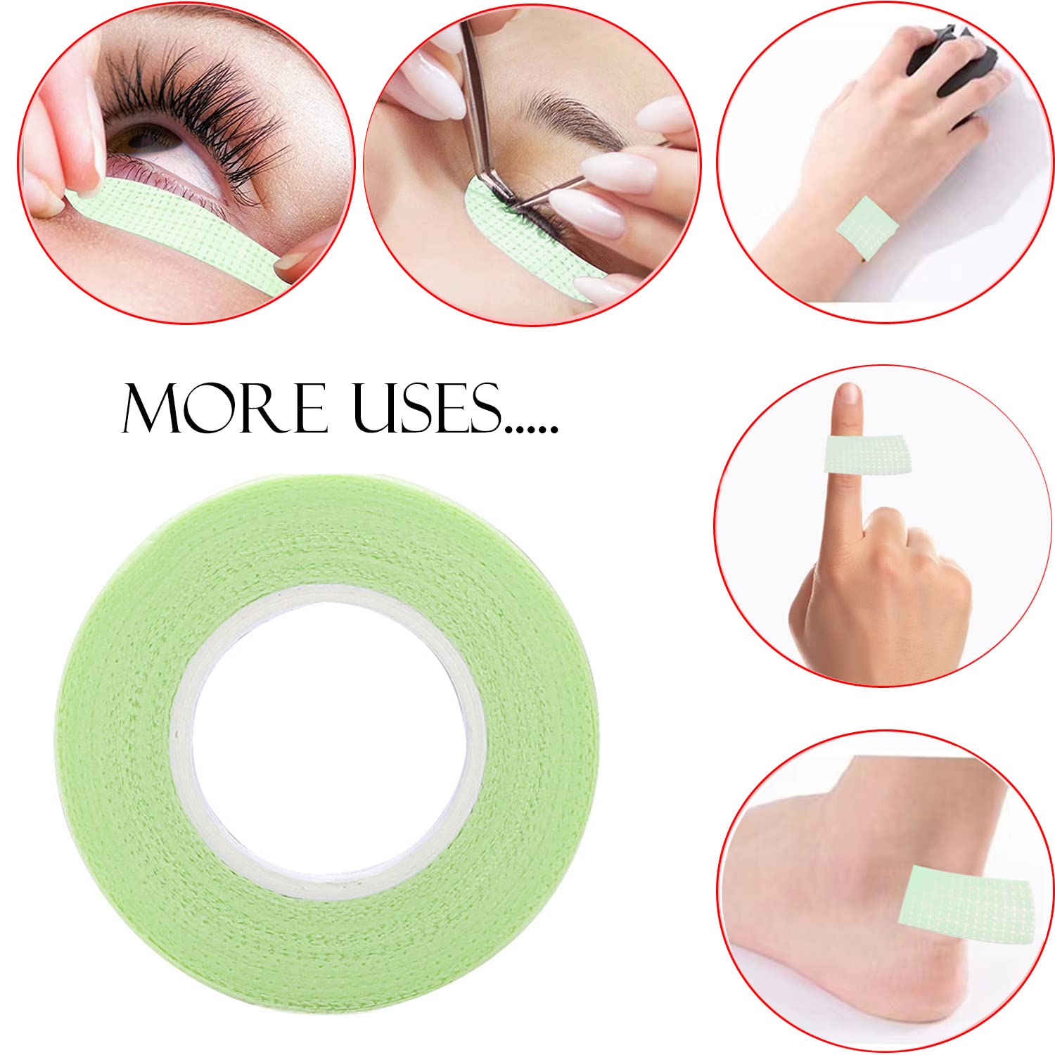 6 Rolls Eyelash Tape, Adhesive Fabric Eyelash Extension Tape, Breathable Micropore Fabric Tape For Eyelash Extension Supplies,9