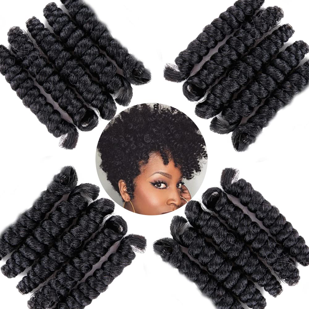 QUEENTAS 6 Packs 10inches Small Toni Curl Carrie Curl(8mm) Crochet Hair for Women Short Black Curly Crochet Synthetic Hair Exten