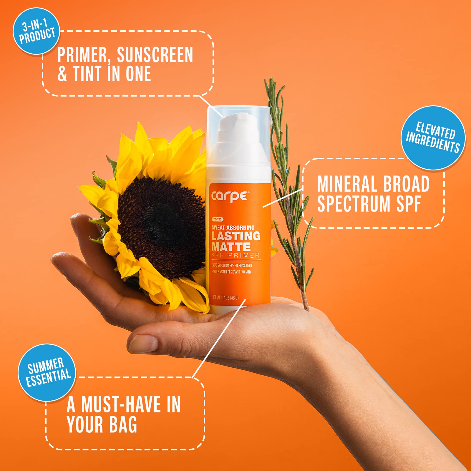 Carpe Primer Face Makeup Base ~New~ Zinc Mineral Sunscreen Face Spf 30, Lasting Matte Primer For Oily Skin And Tinted Sunscreen