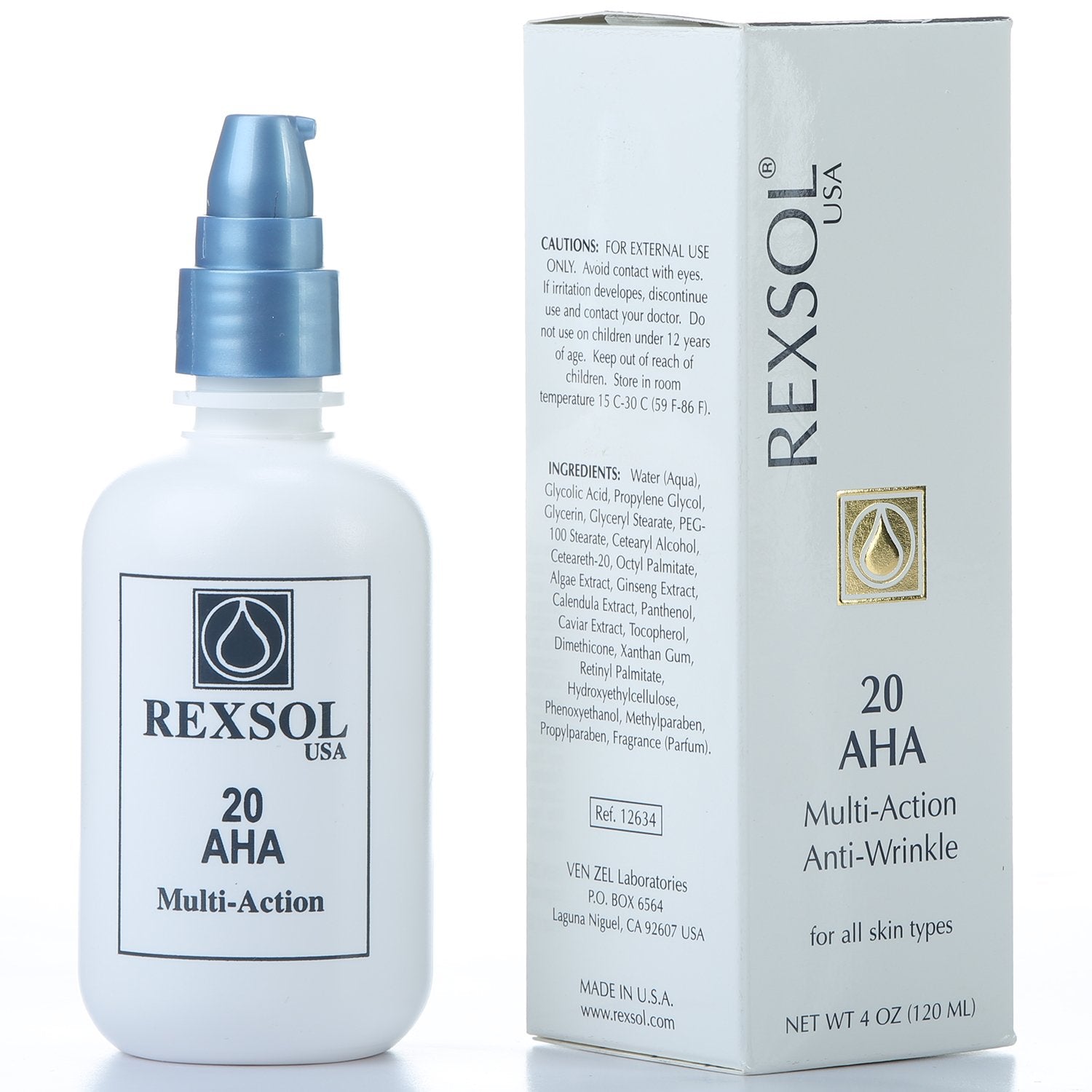 REXSOL 20 AHA Multi-action Anti-Wrinkle Cream | With Vitamin E, Algae Extract, Ginseng Extract, Calendula Extract, Caviar Extrac