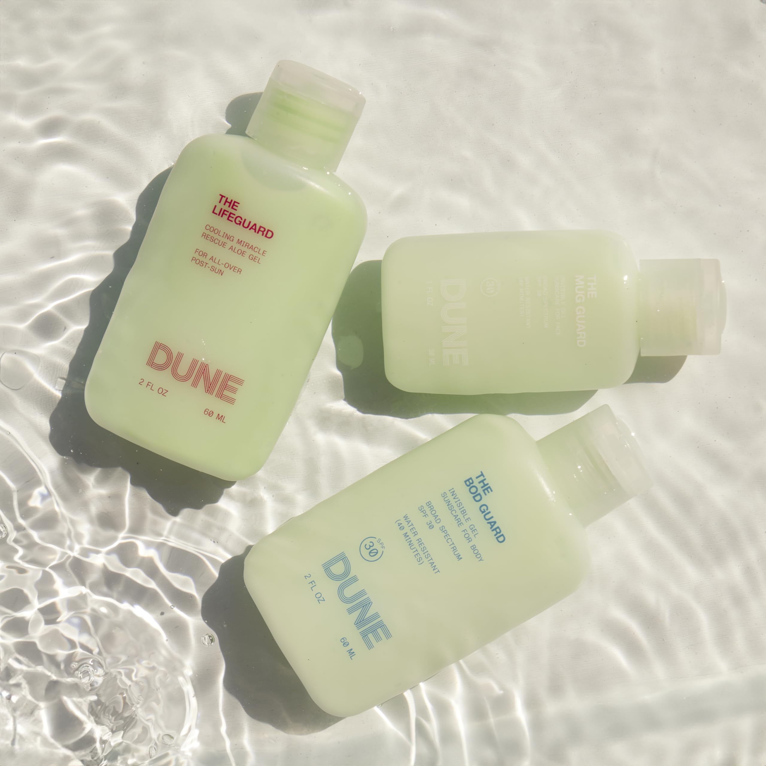 DUNE Suncare Jetsetter Gelly Pack Mini Travel Set - 7x Award-Winning Dermatologist Recommended Clear Gel Suncare for Face and Bo