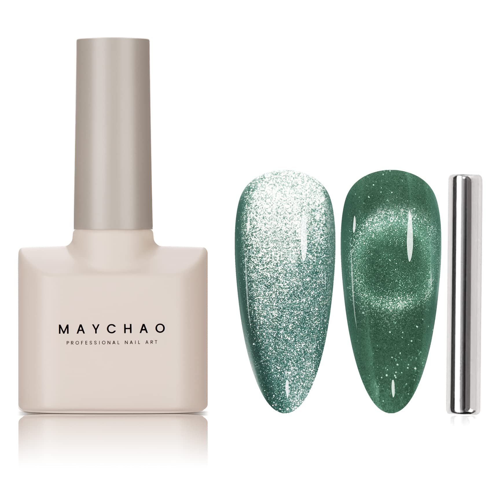 Maychao 15Ml Cat Eye Gel Nail Polish 1Pc Light Green Gel Polish With Magnet Soak Off Holographic Magnetic Nail Polish For Nail A