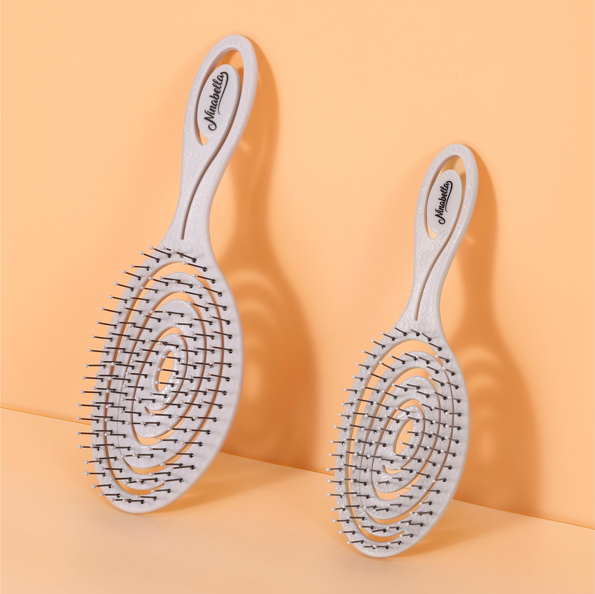 Ninabella Mini Spiral Wet Brush - Wet Hair Brush Detangler For Women - Pro Shower Wetbrush For Curly Or Thick Hair - Vent Brush