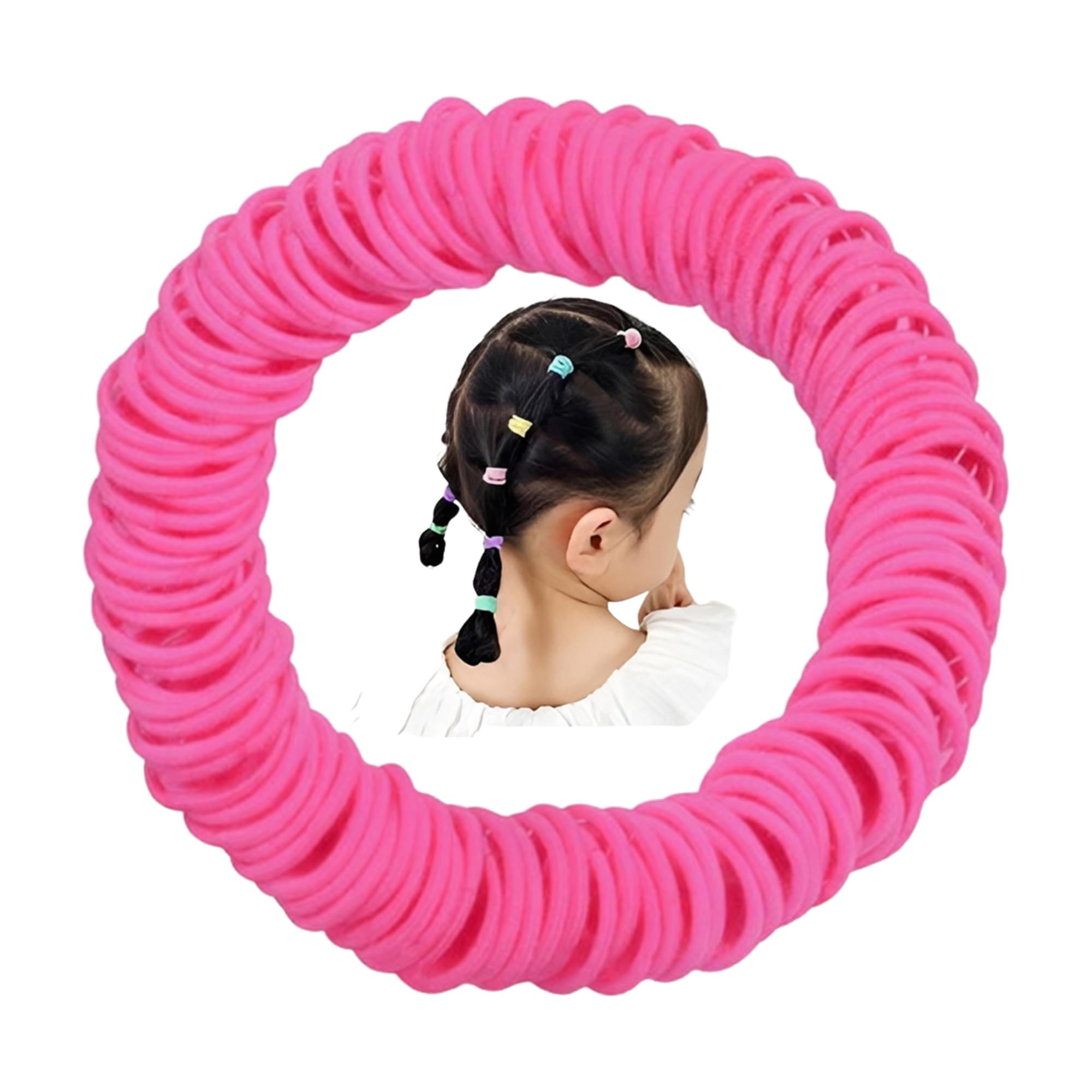 4mm pink headband -200 elastic headbands, suitable for women and girls headbands, suitable for daily exercise ponytail (pink)