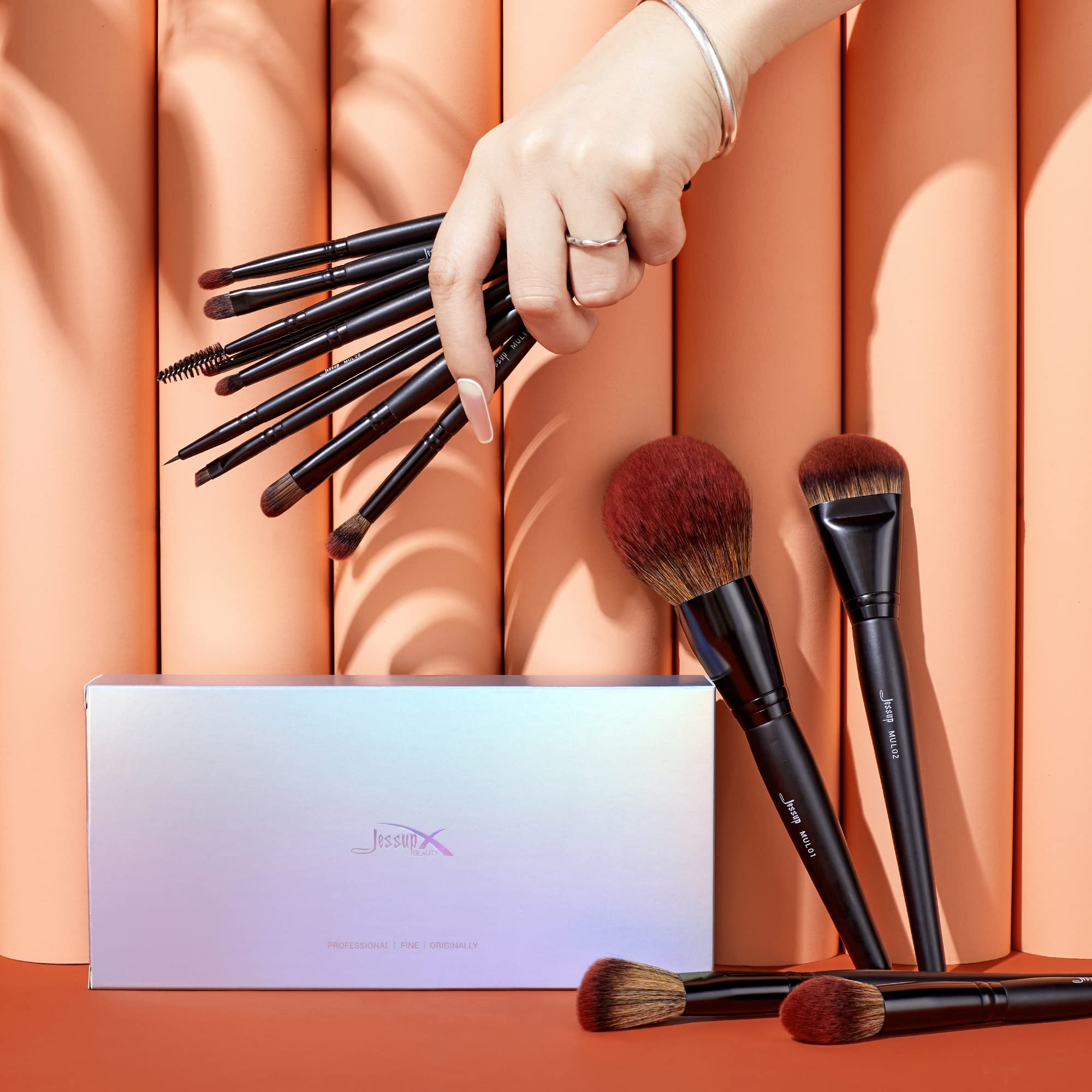 Jessup Full Makeup Brushes Set 13Pcs, Professional Vegan Foundation Powder Contour Blush Highlight Eyeshadow Blending Concealer