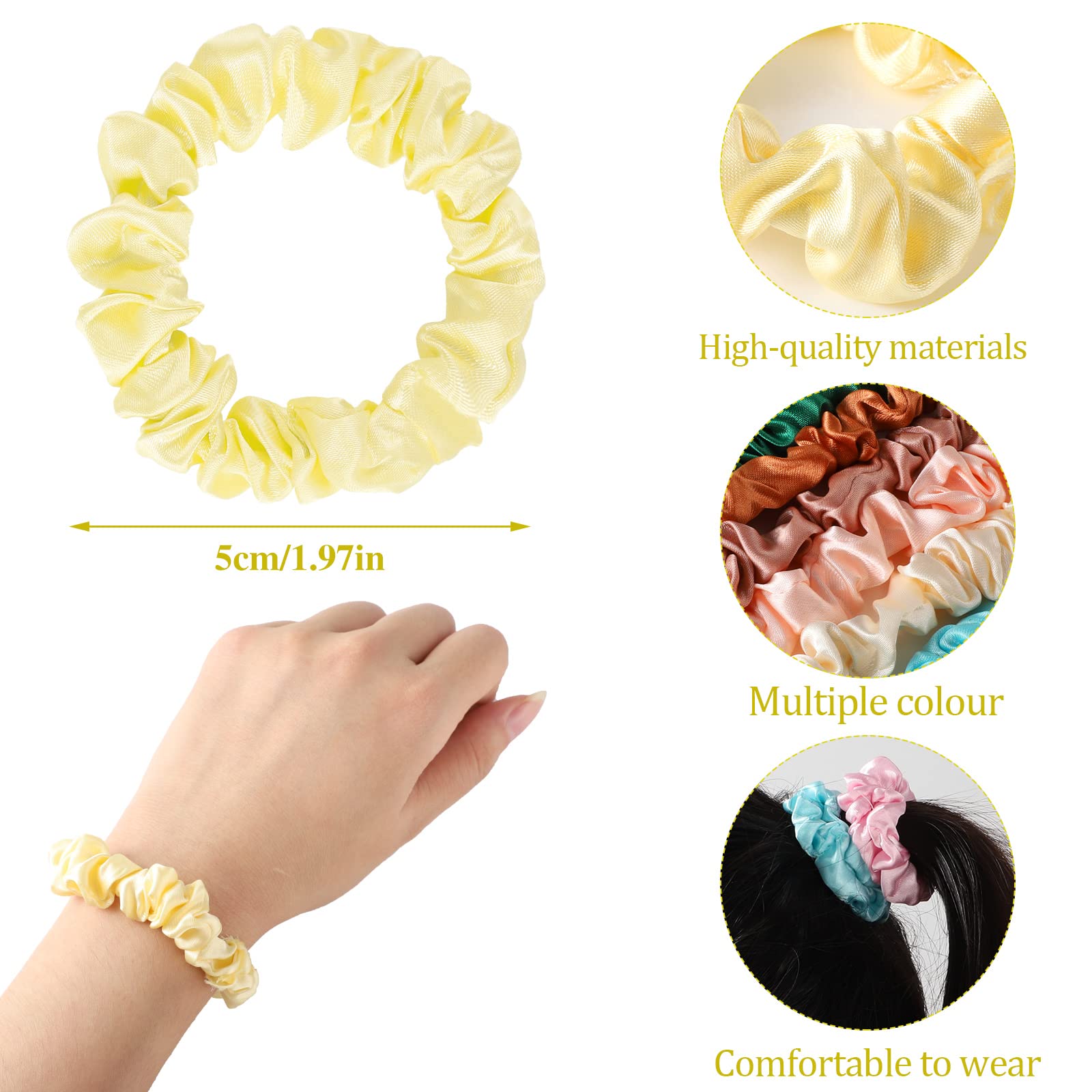 24Pcs Satin Scrunchies, 20 Colors Comfortable Silk Hair Scrunchies Skinny Hair Ties Elastics Ponytail Holders For Women Girls Gi