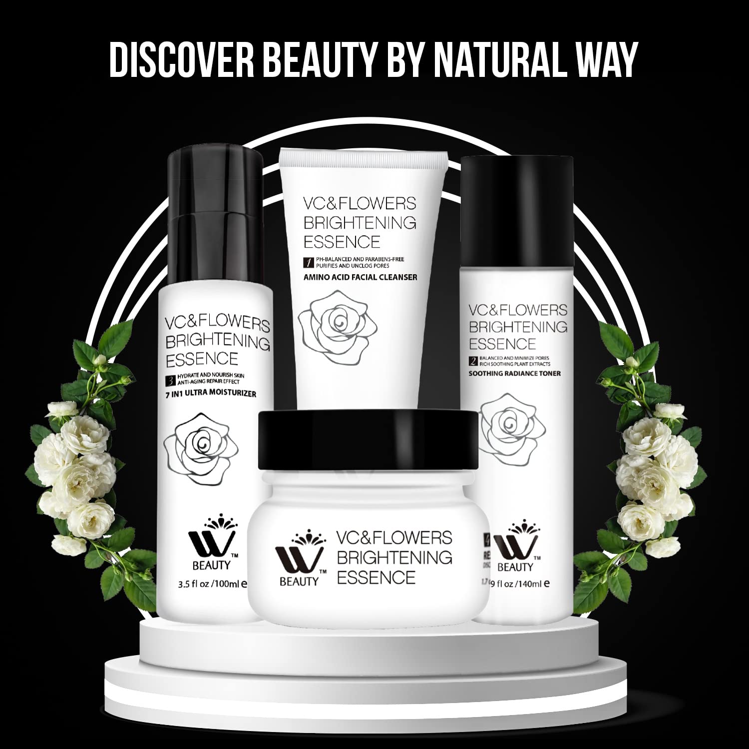 WBM Skincare Beauty Kit -Facial Cleanser & Facial Moisturizer for Sensitive Skin, Witch Hazel Facial Toner with Aloe Vera Formul