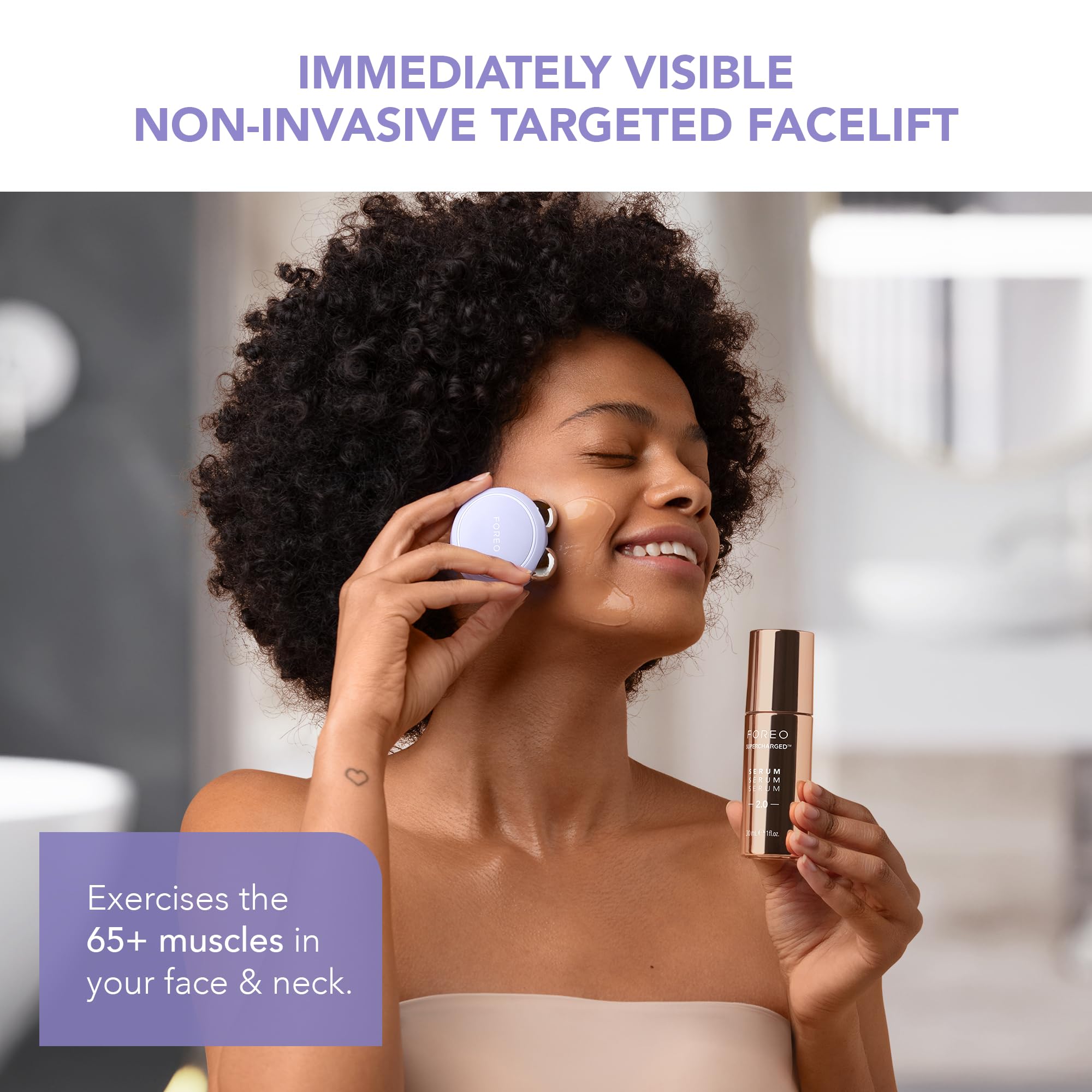 Foreo Firm & Fabulous Bear Mini Lavender + Serum Serum Serum 30Ml Anti Aging Starter Kit| Microcurrent Facial Device | Instant F