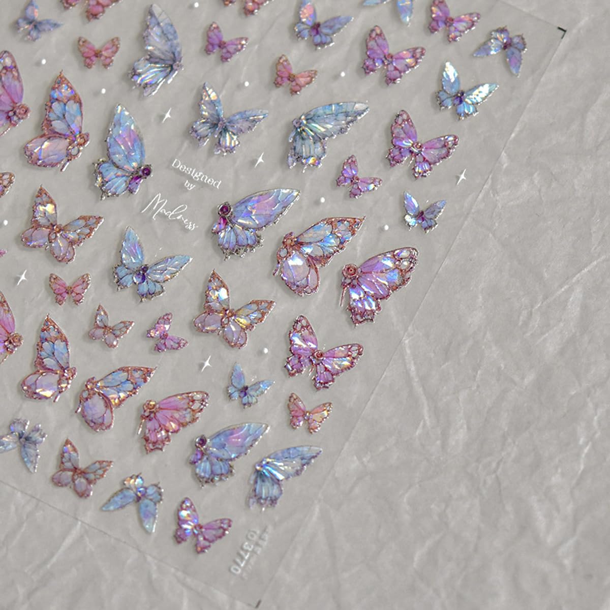 Butterfly Nail Art Stickers Decals Purple Pink Butterfly 5D Embossed Nail Decals Shell Light Butterfly Nail Designs Adhesive Sti