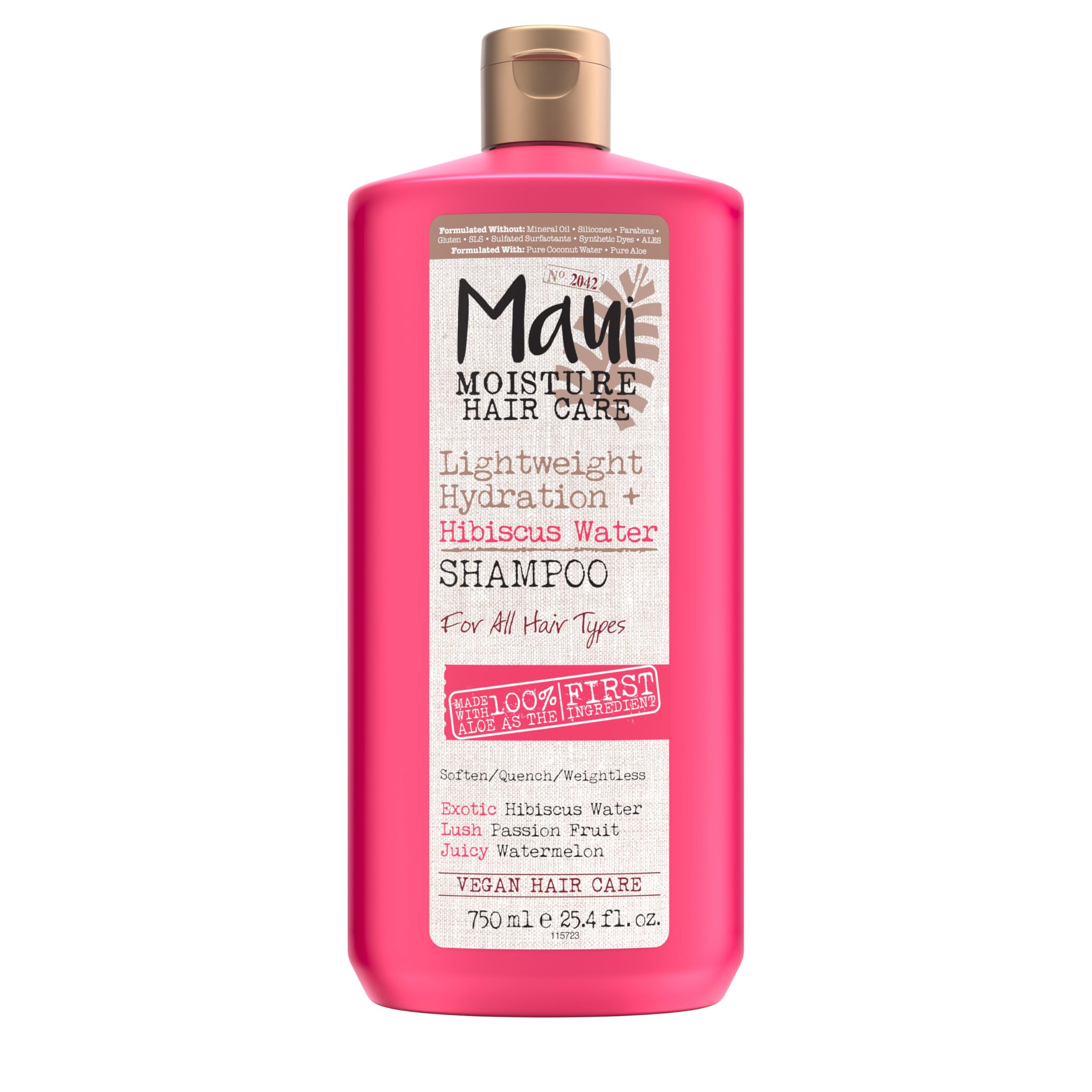 Maui Moisture Lightweight Hydration + Hibiscus Water Shampoo, Moisturizing Shampoo Softens & Quenches Wavy & Curly Hair With Alo
