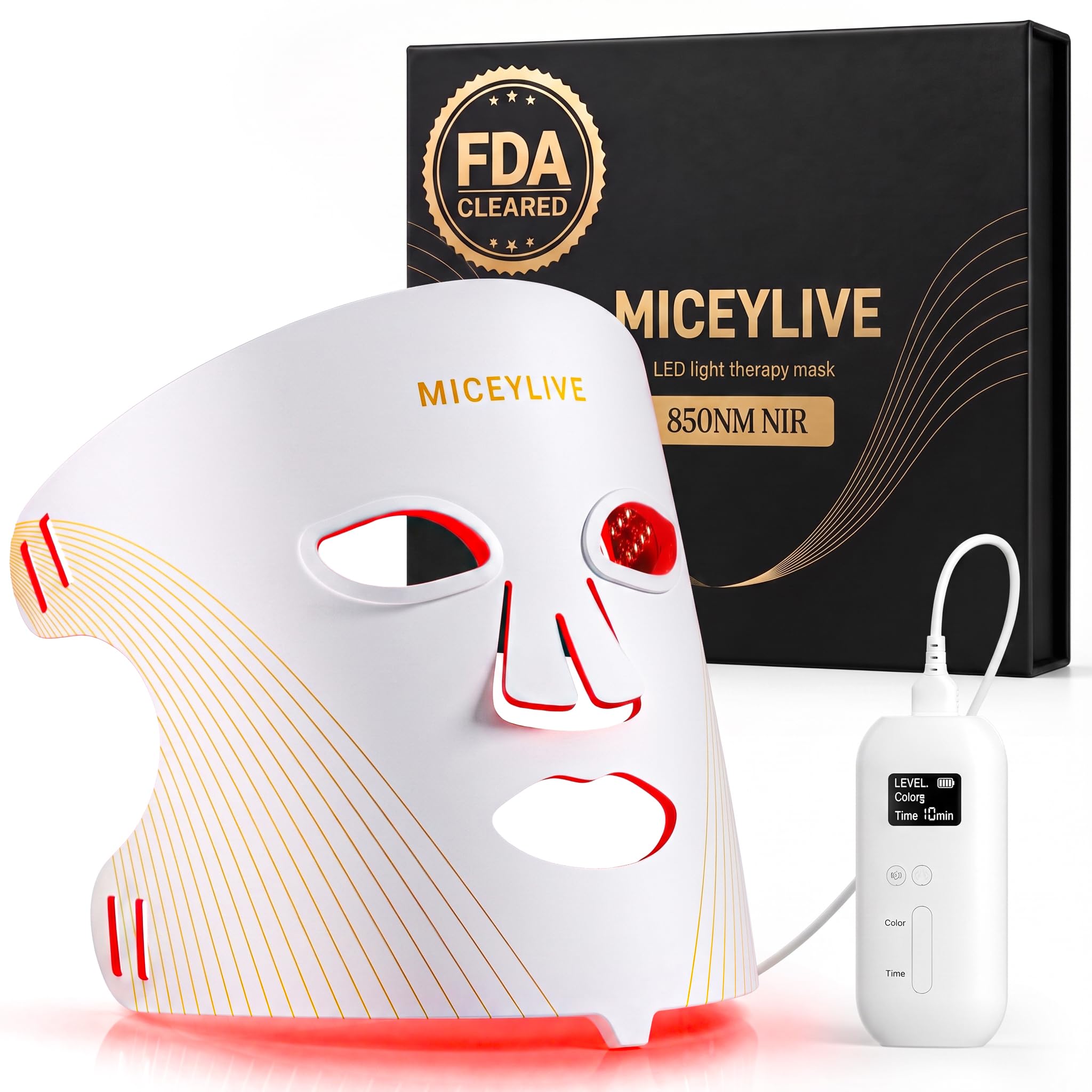 MICEYLIVE Red Light Therapy for Face, FDACleared Blue Light Mask for Acne