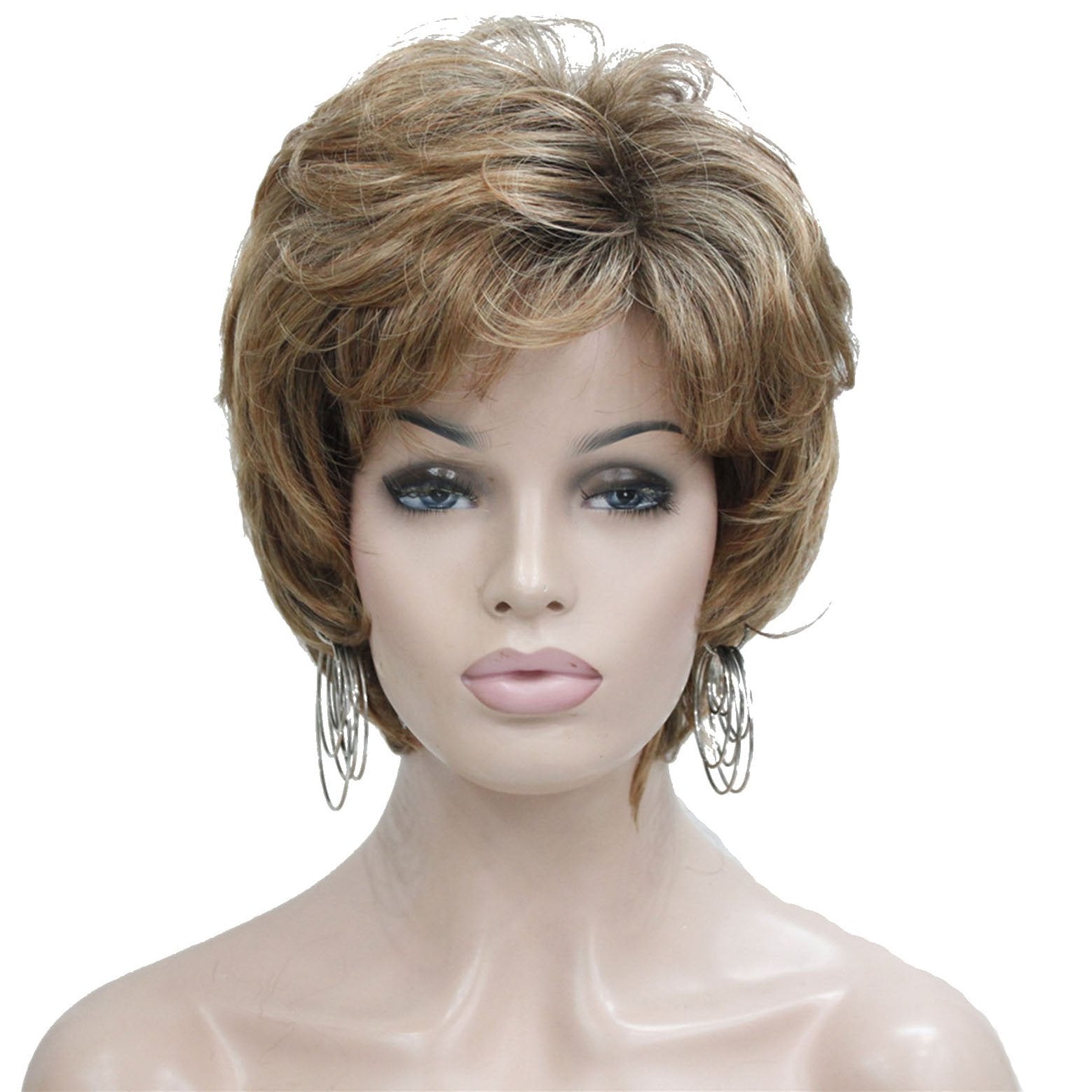 Lydell Short Layered Mix Color Brown Wig Fluffy Synthetic Wig Wigs