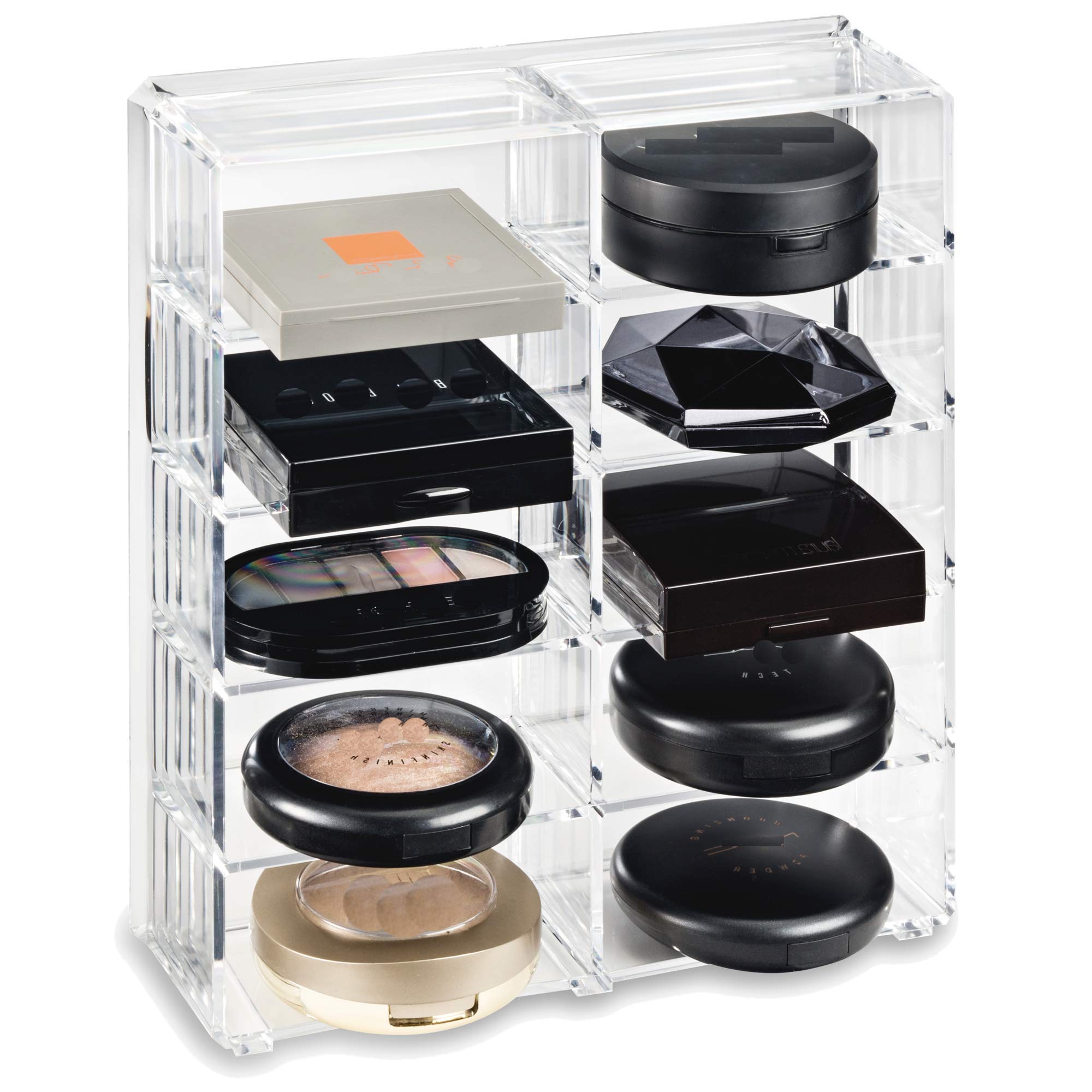 Byalegory Acrylic (Bronzer, Highlighter, Powder, Blush) Compact Organizer Designed For Larger Compacts | 10 Space Cosmetic Stora