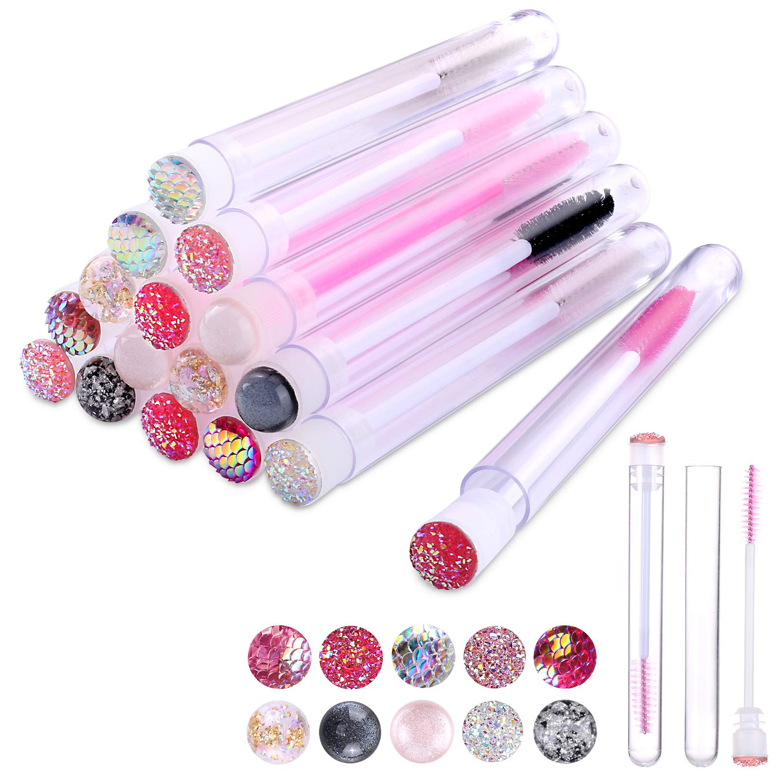 Dming 50pcs Eyelash brush Lash Wand Makeup tool Eyelash Extension supplies Cleaning brush Diamond Mascara (50, mix)