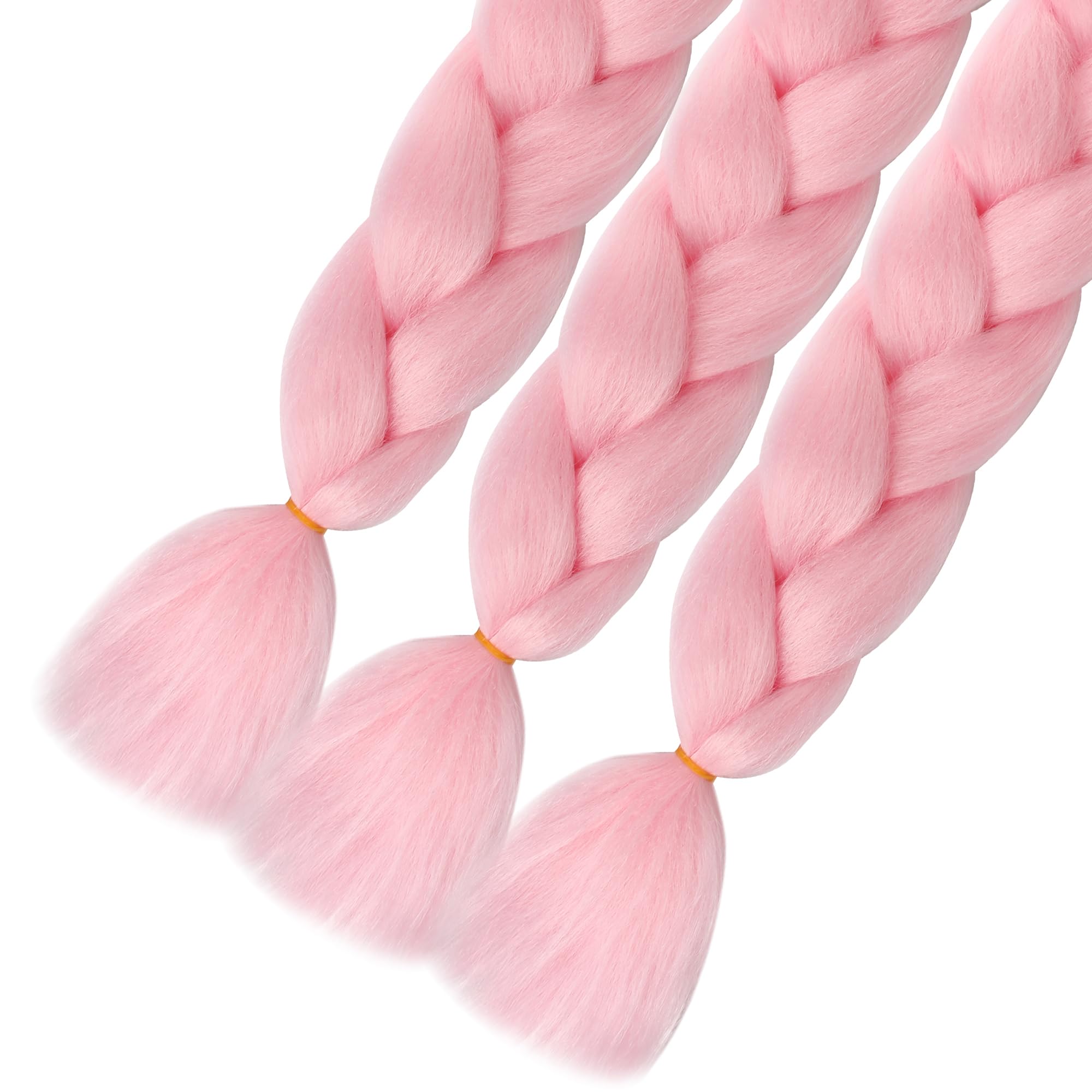 Pink Braiding Hair Extensions Synthetic Braid For Crochet Box Twist Hair For Women 24Inches 100G/Bundle(3 Bundles/Pack,Pink)
