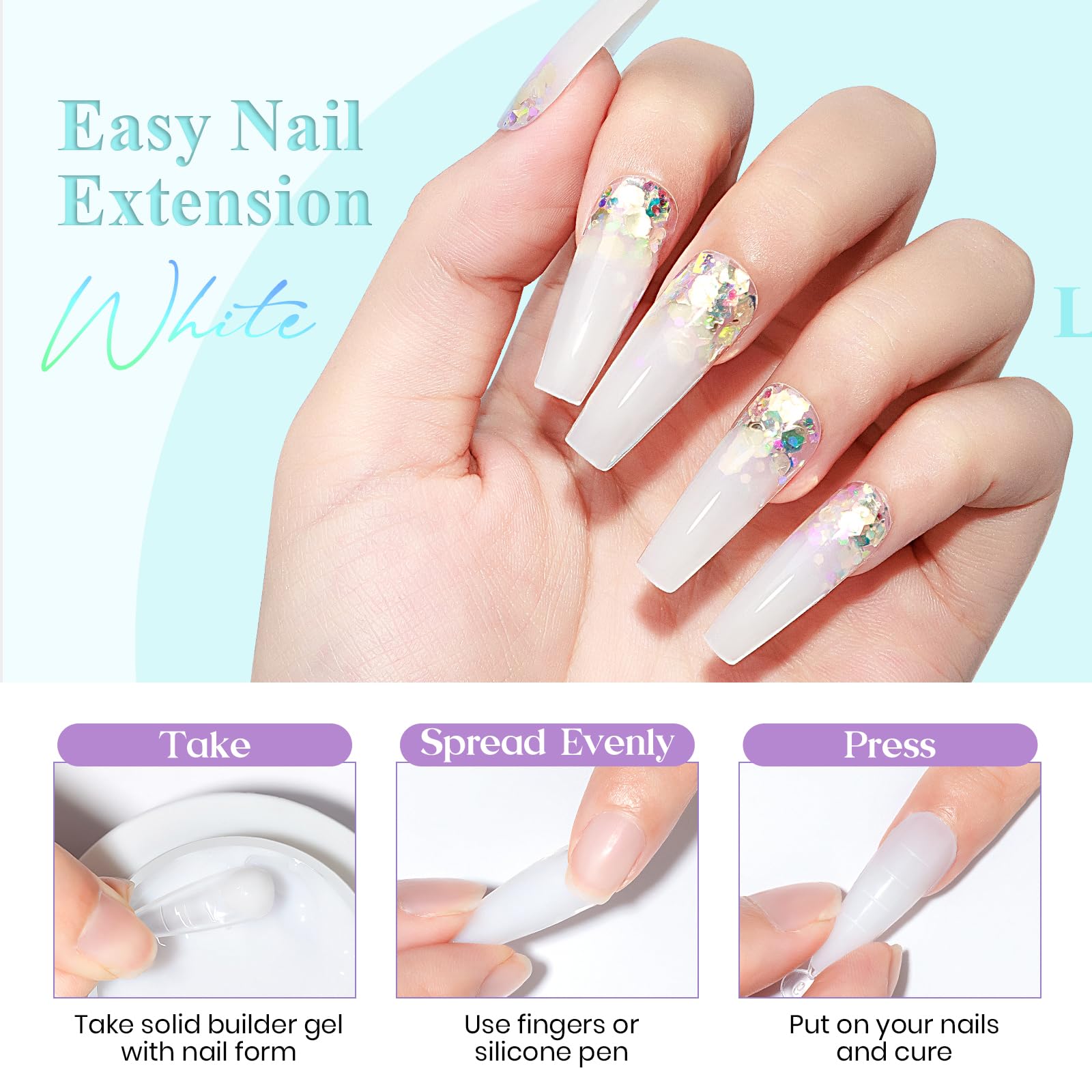 Mizhse Solid Builder Gel For Nails, 60G White 3D Gel Nail Art Sculpture Gel Non-Sticky Carving Nail Extension Soak Off Uv Led Ha