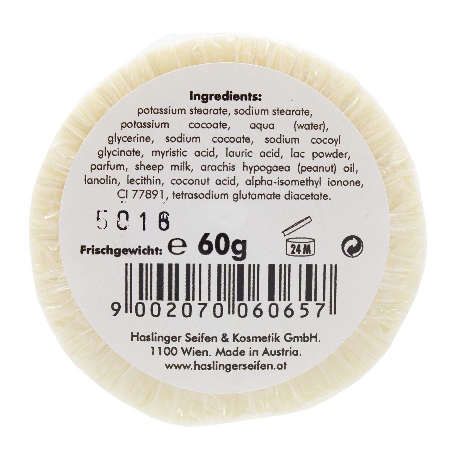 Haslinger Sheep Milk Shaving Soap, 60 Grams