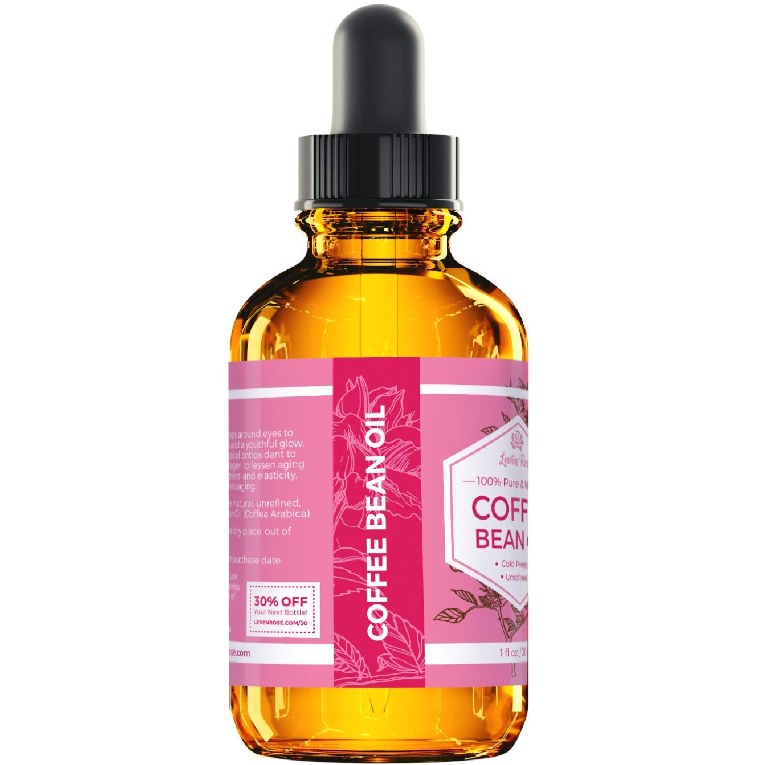 Leven Rose Coffee Bean Oil - 100% Natural Coffee Oil for Skin - Cold Pressed Coffee Oil for Hair Growth - Unrefined Coffee Arabi
