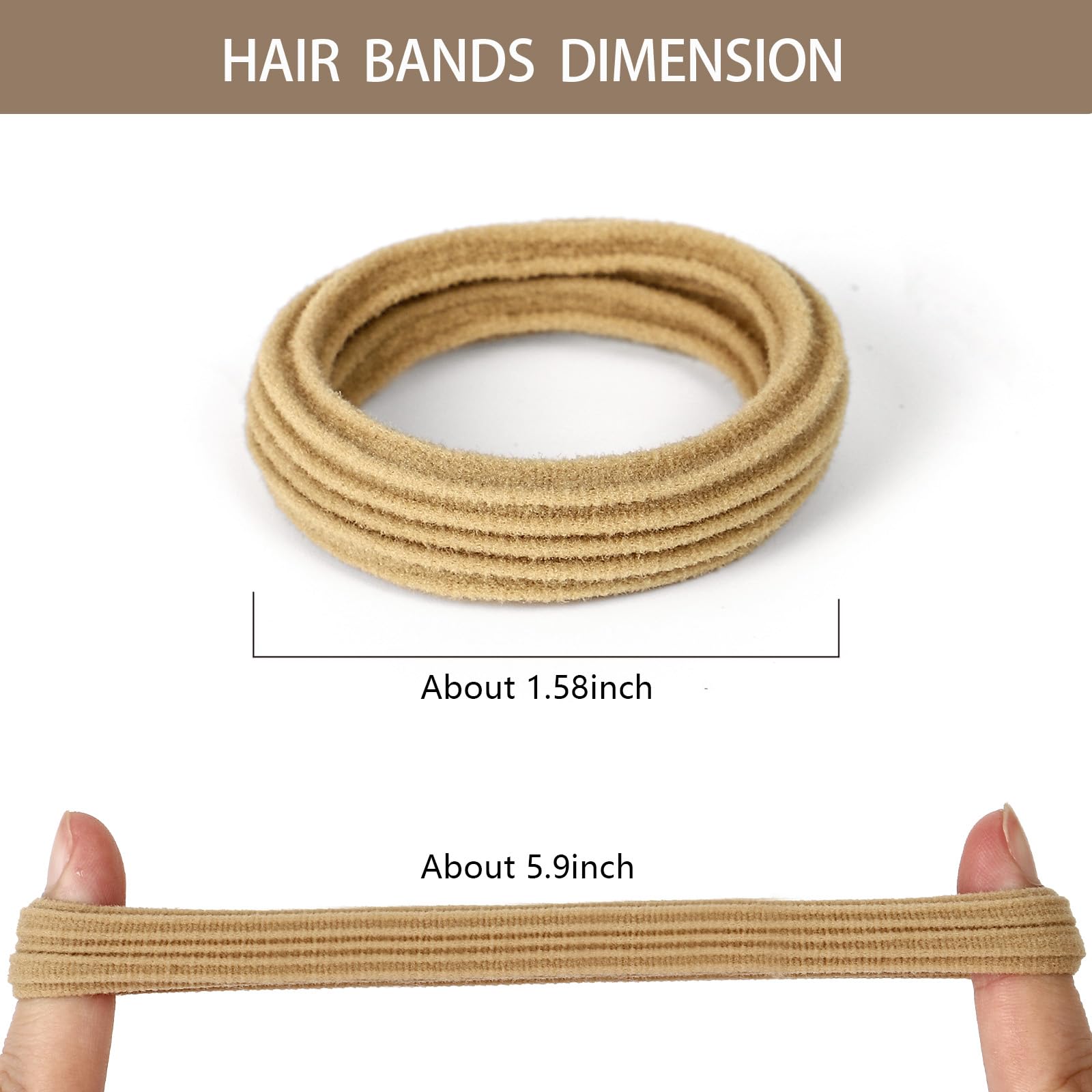 Bessrung 80 Pcs Brown Hair Ties No Damage, Seamless Elastic Hair Ties for Women Girls, Strong, Stretchy Hair Bands, Soft Nylon P