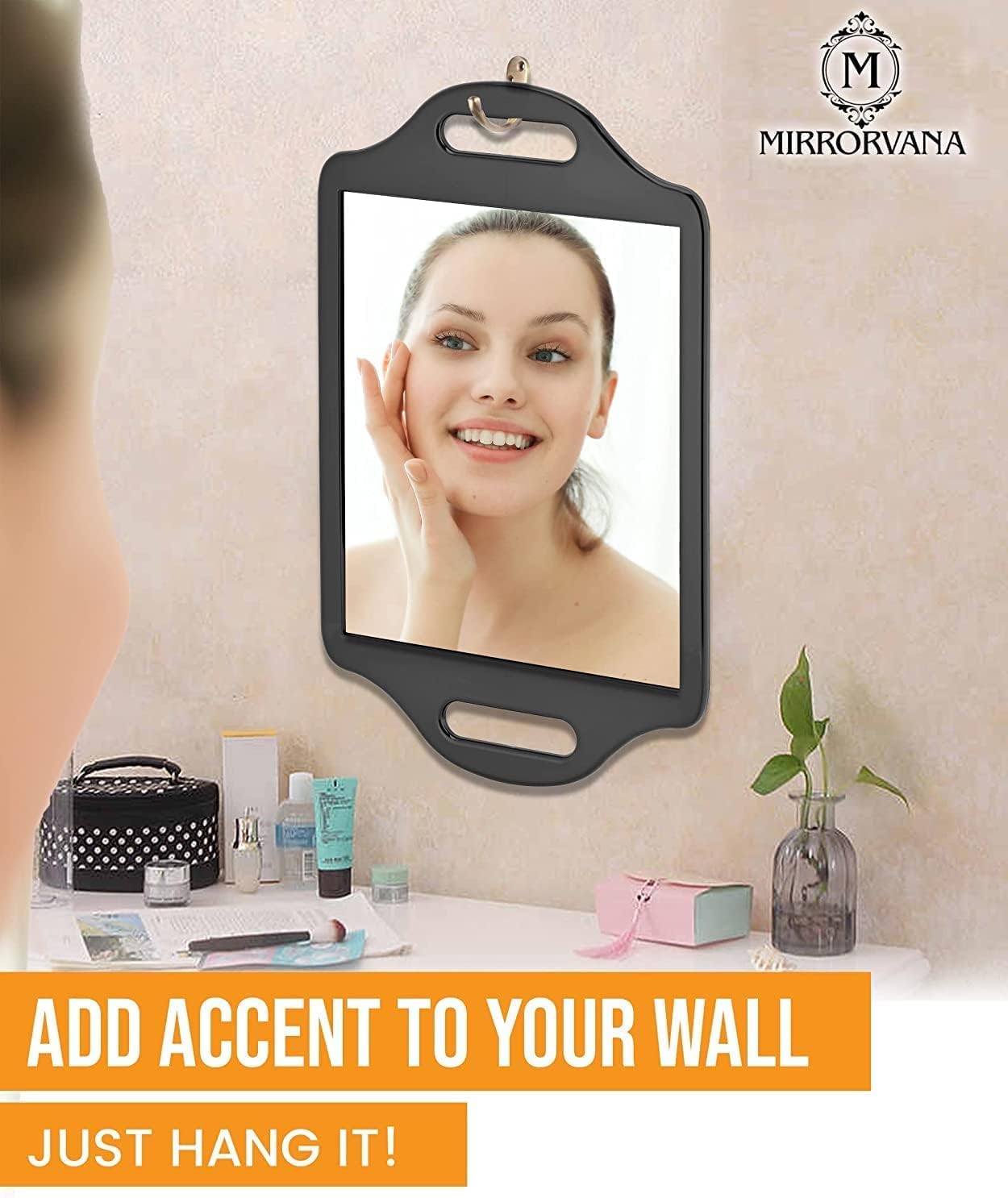 Mirrorvana X-Large Barber Hand Held Mirror With Double Comfy Handles - Big & Long Back Of Head Mirror For Men'S Haircut, Barbers