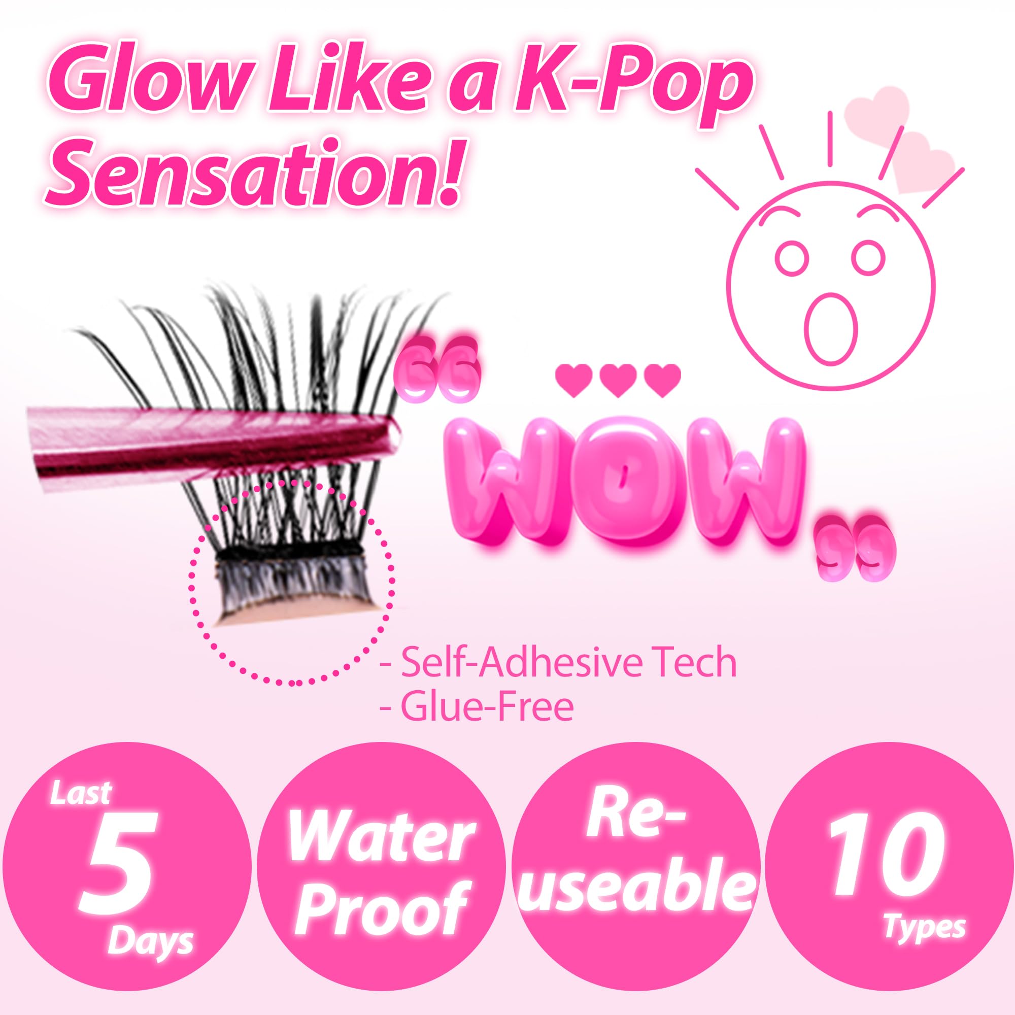 Clione Prime Korean Self Adhesive Lash Clusters Manga Look No Glue Press On Pre Bond Lash Clusters Fluffy Self Adhesive False Ey