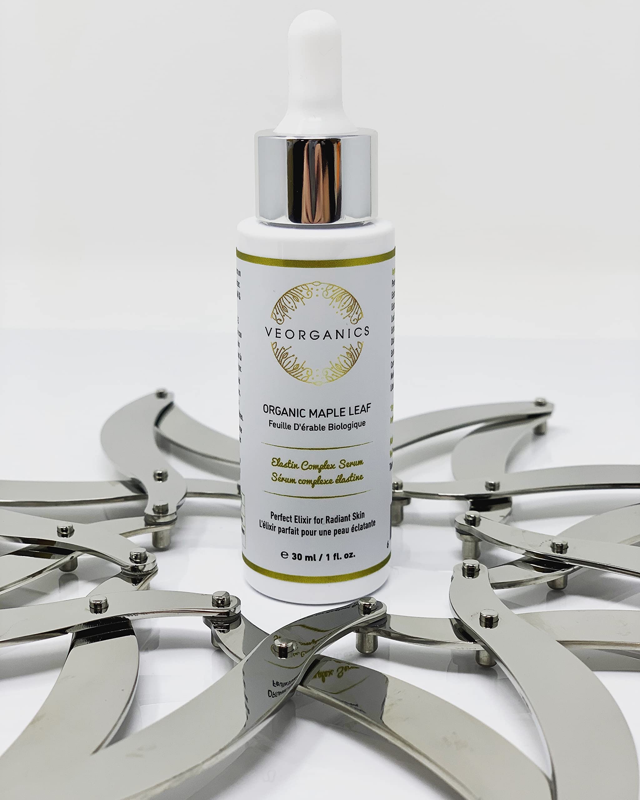 VeOrganics Organic Maple Leaf Elastin Complex Facial Serum - Anti-Aging, 1 Fl Oz, Rich in Vitamin C, Face Serum for Skin Care