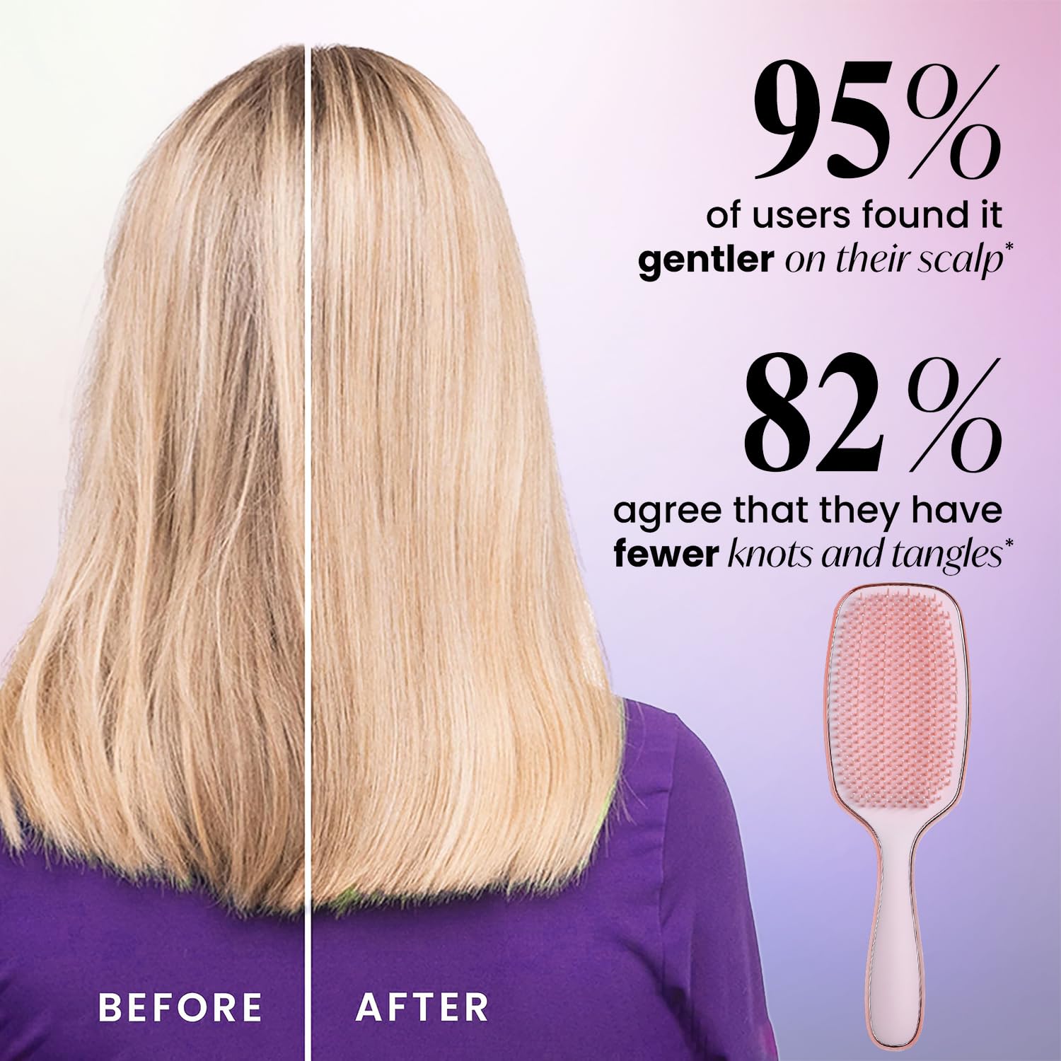 BELISIMO Ultimate Detangler Brush - Medium, Flexible Bristles for Thick, Curly, or Straight Hair - Blue - Pain-Free Detangling for Women & Kids