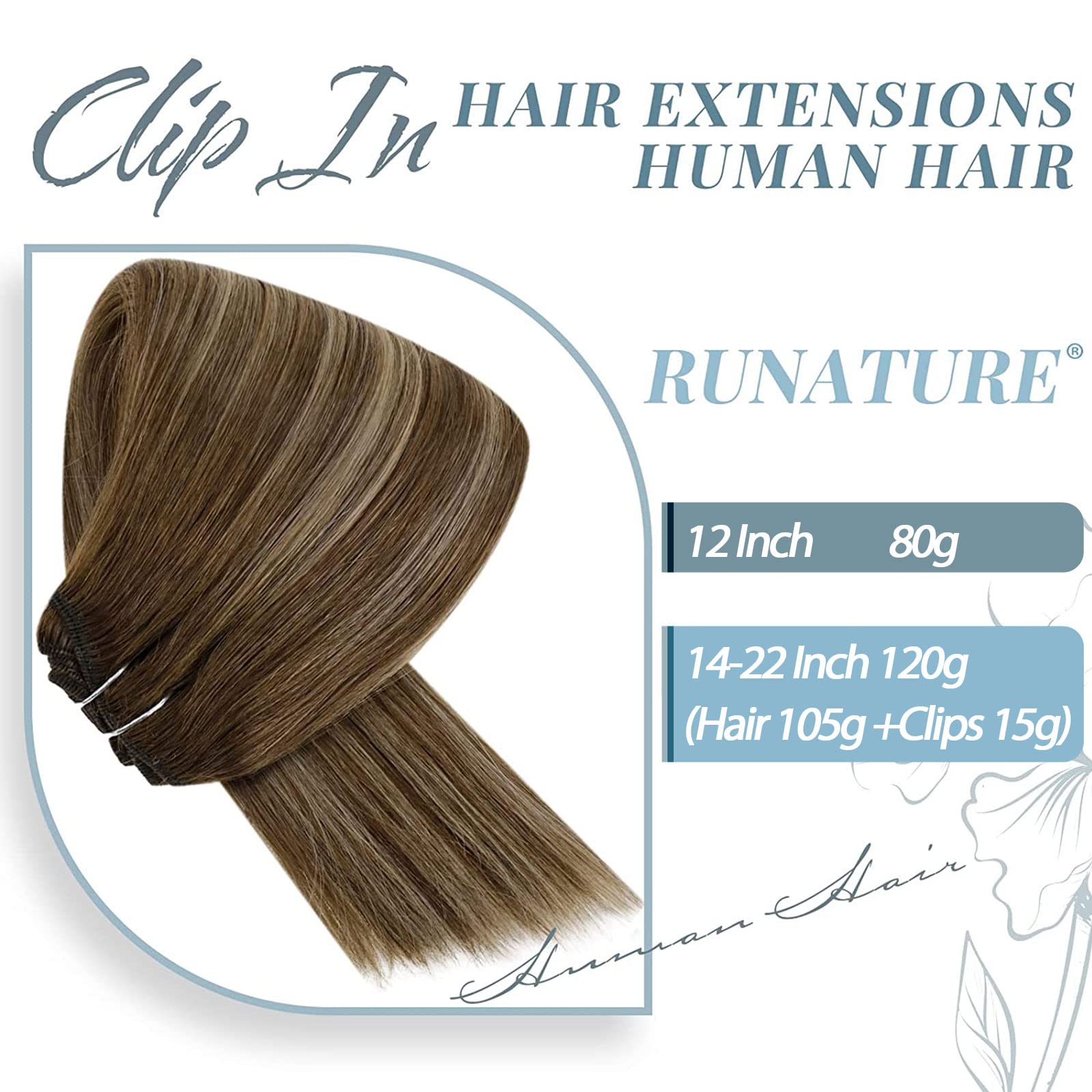 Runature Balayage Hair Extensions Real Human Hair Clip Ins 20 Inch Clip In Hair Extensions Balayage Brown To Blonde Ombre Clip I