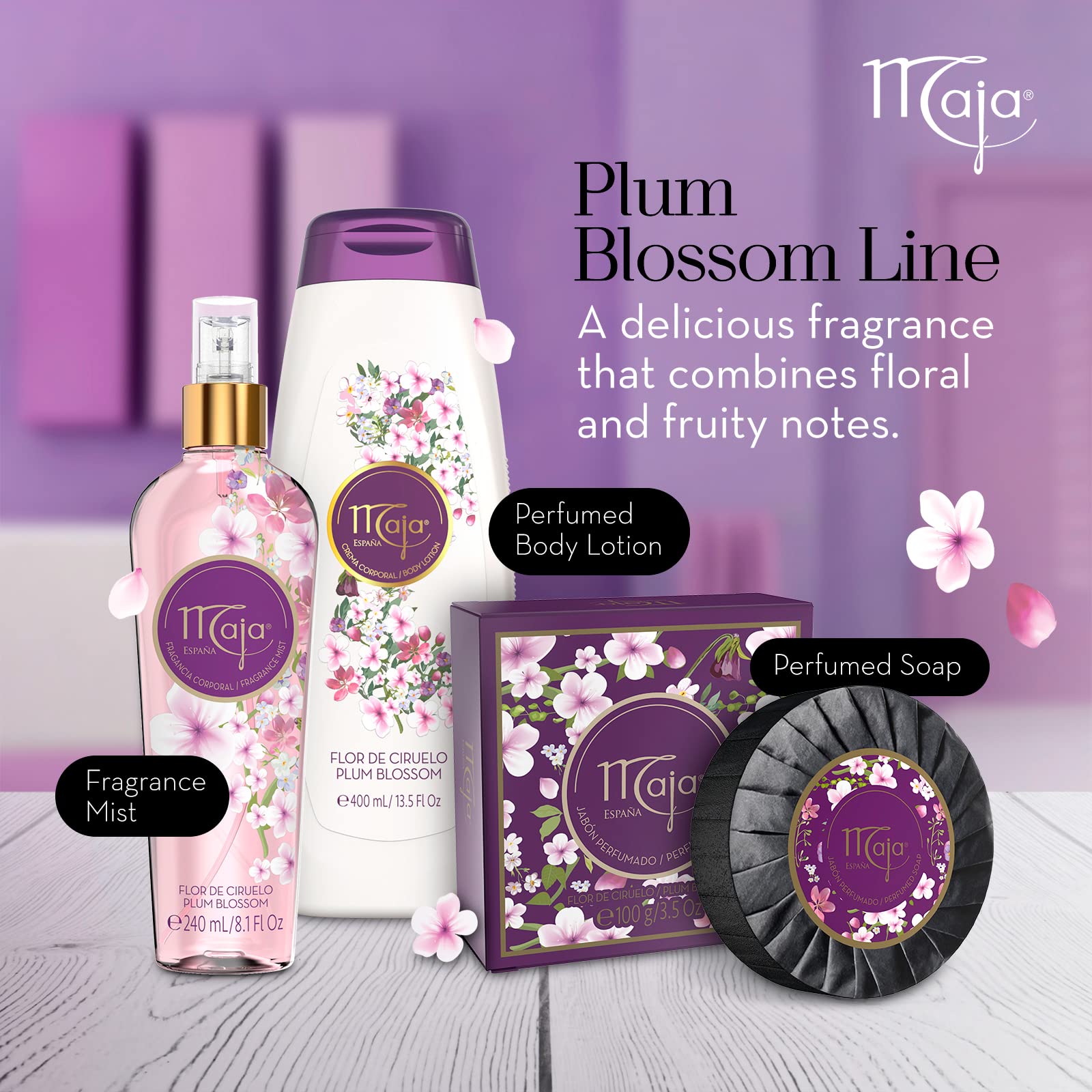 Maja Plum Blossom Body Lotion, Perfumed Body Lotion with Almond Oil and Vitamin E for Dry Skin, Keeping your Skin Hydrated, Flor