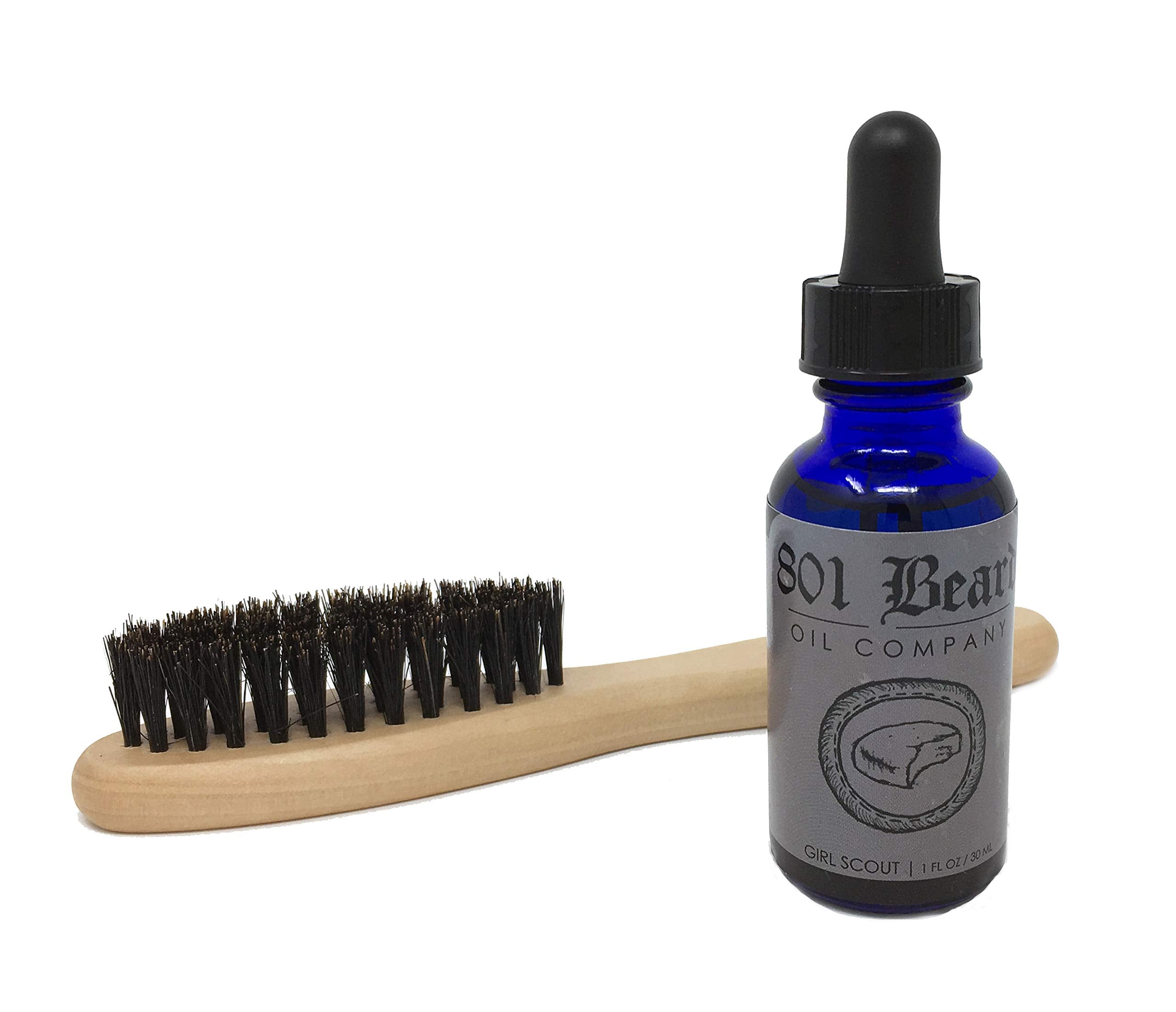 801 Beard Oil Co. Girl Scout Beard Oil and Beard Brush Gift Duo