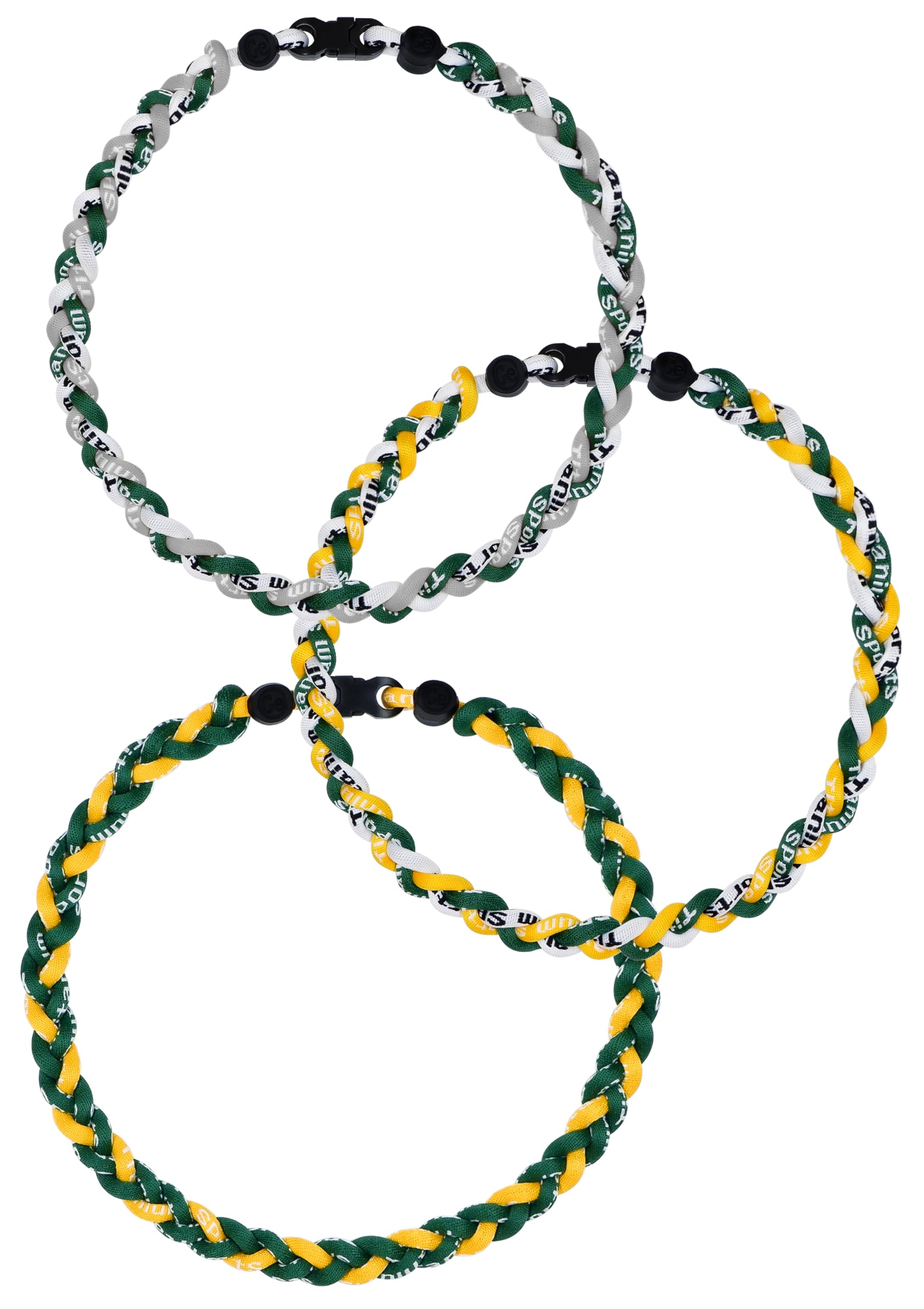 SUPBOMM 3 pcs Baseball Rope Necklaces, League Team Colors Braided Necklace, Baseball Team Gifts, Athletics