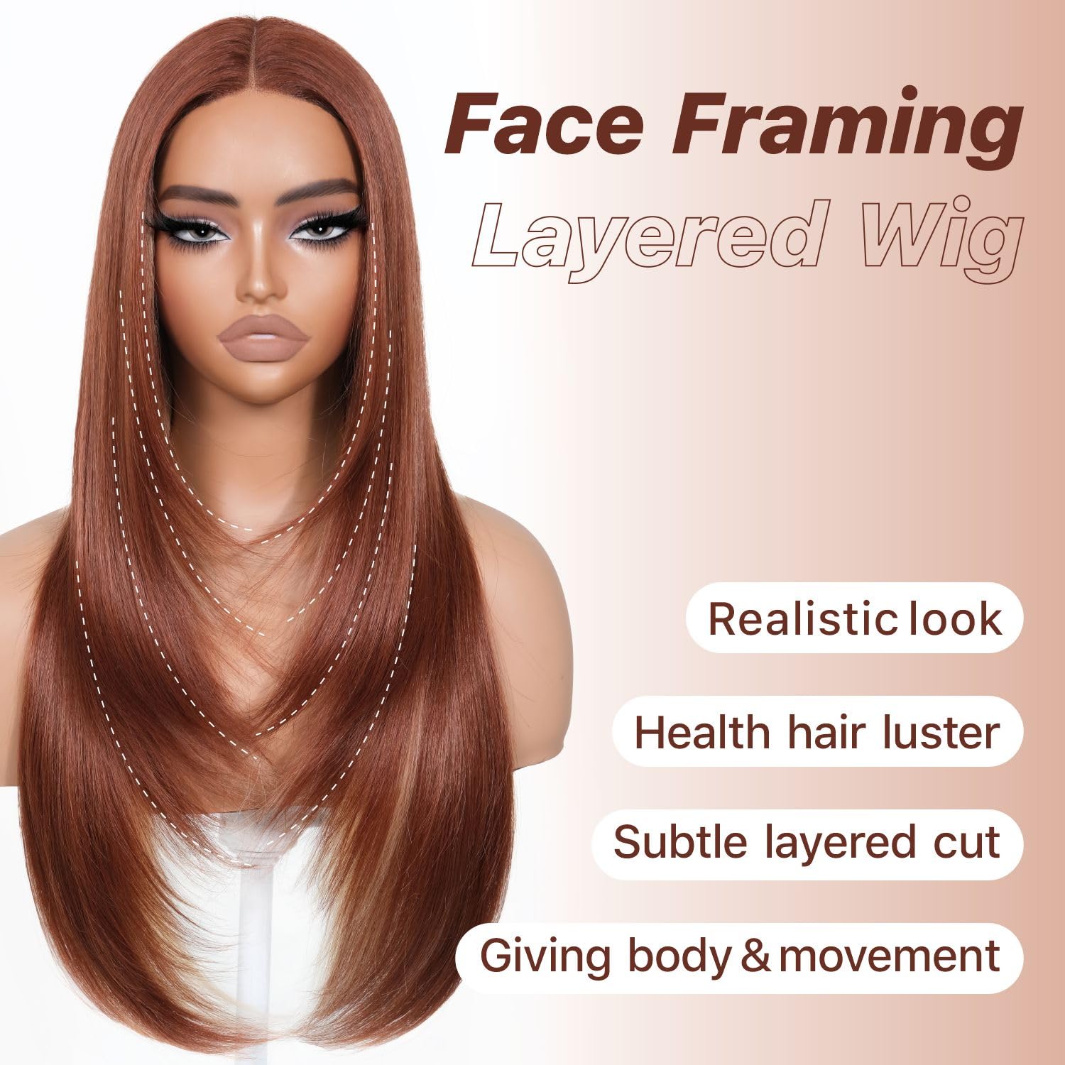 BrownBomb Cooper Blond Wear and Go Glueless Wigs Pre Plucked Pre Cut for Beginners Synthetic Lace Front Wigs For Woman With Bang
