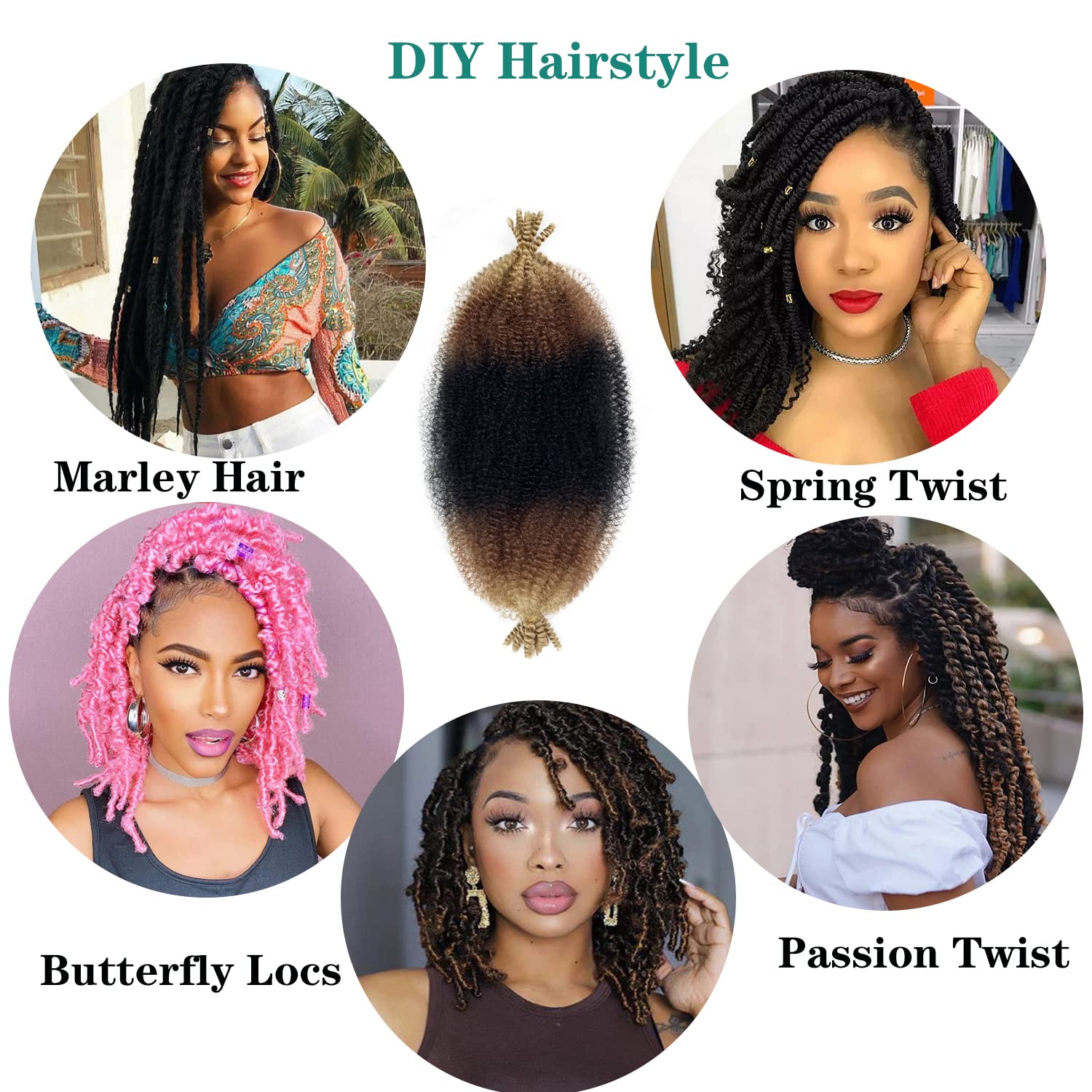 Paraglame Ombre Marley Hair 16 Inch 3 Tones Pre-Separated Springy Afro Twist Hair for soft locs Marley Twist Braiding Hair Ombre