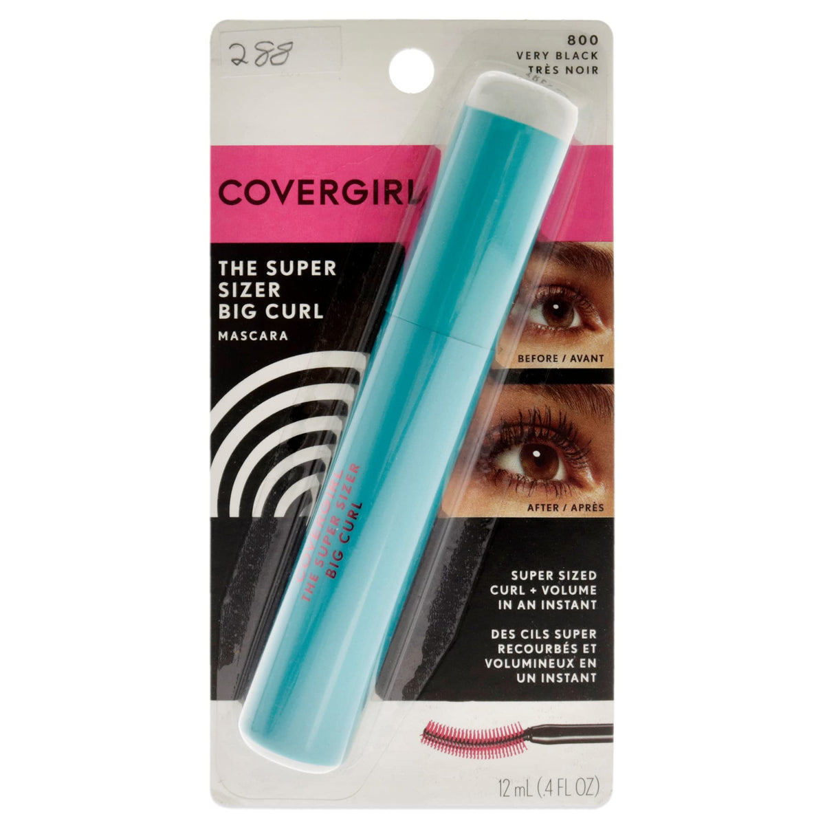 COVERGIRL Super Sizer Big Curl Regular Mascara, Very Black 800, 0.4 Ounce