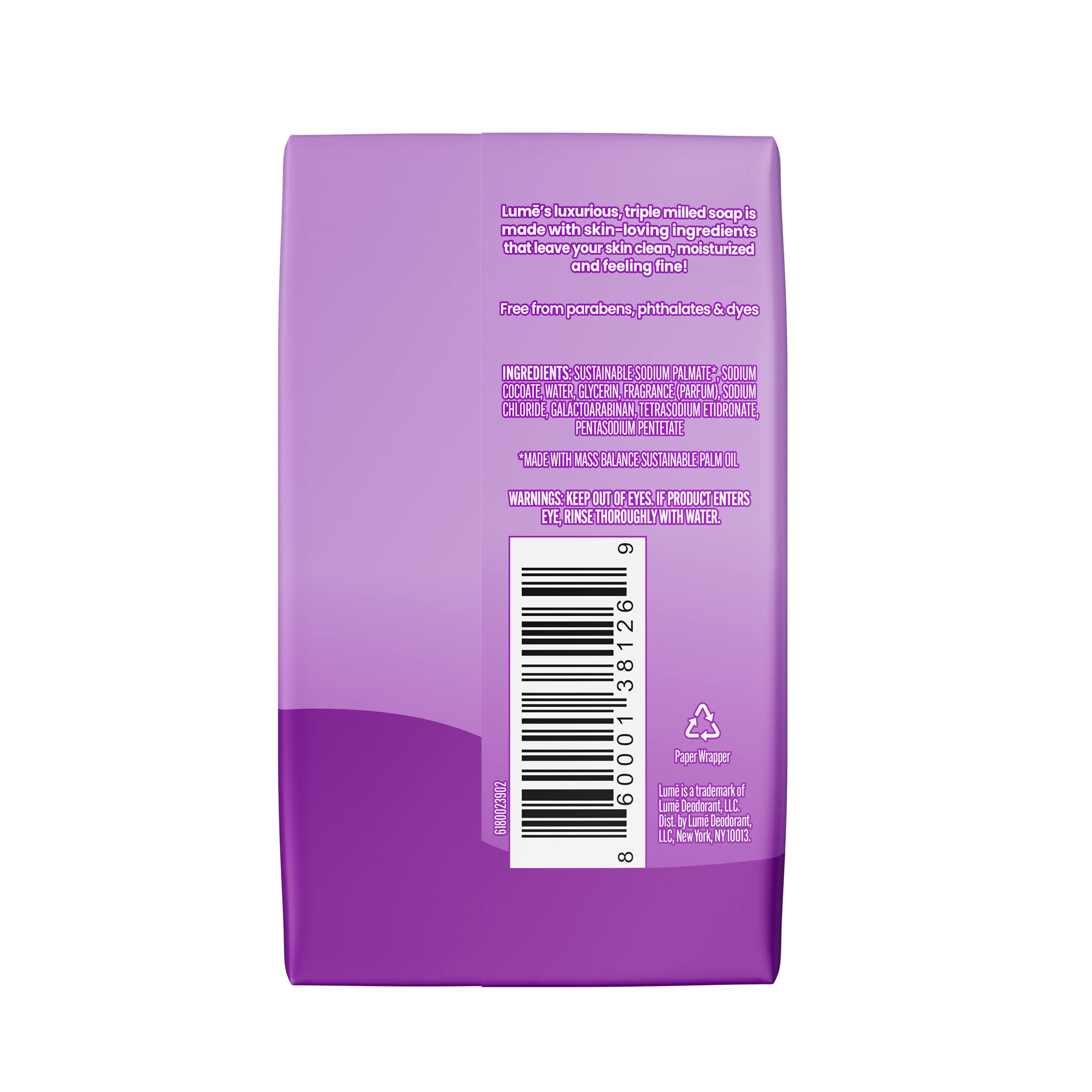 Lume Triple Milled Bar Soap - Lavender Sage - 5 Ounce - Paraben & Phthalate Free, Skin Safe, Rich Moisture & Gentle Cleansing