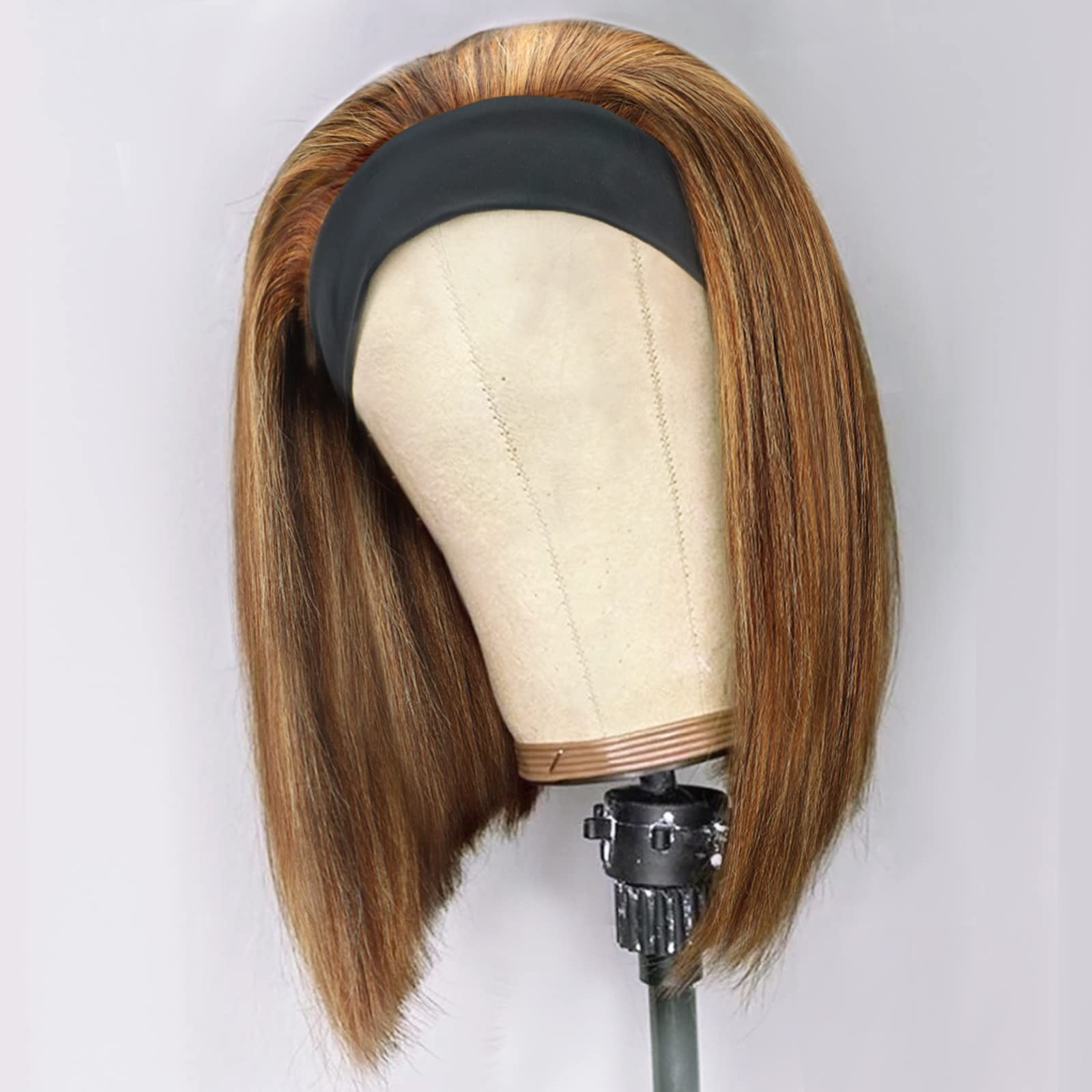 Aisi Bob Headband Wigs Human Hair Short Straight Ombre Highlight Human Hair Wigs For Black Women 150% Density Brazilian Glueless