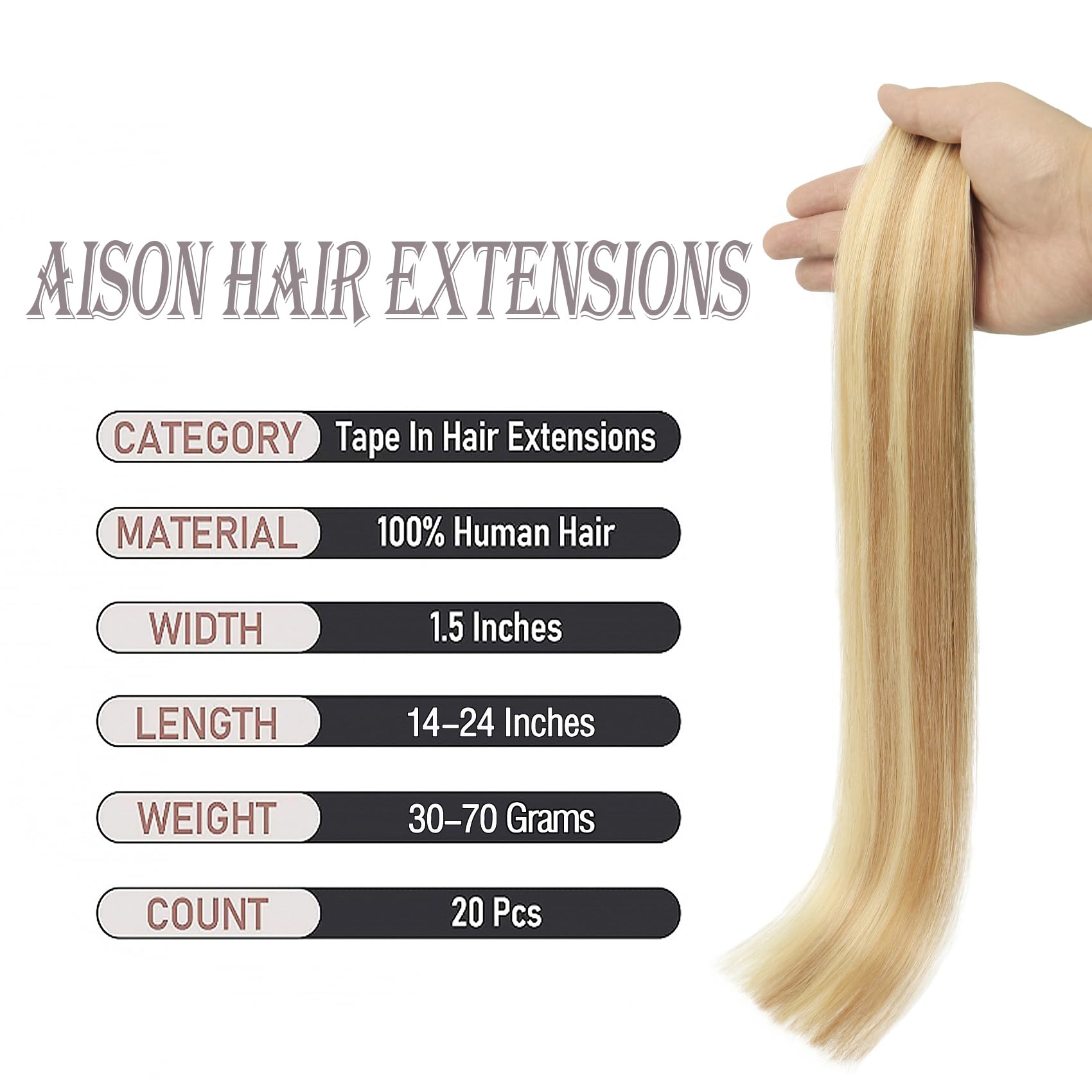 Tape In Hair Extensions 12P613 Light Brown/Bleach Blonde 100% Remy Human Hair Extensions Silky Straight For Fashion Women 20 Pcs
