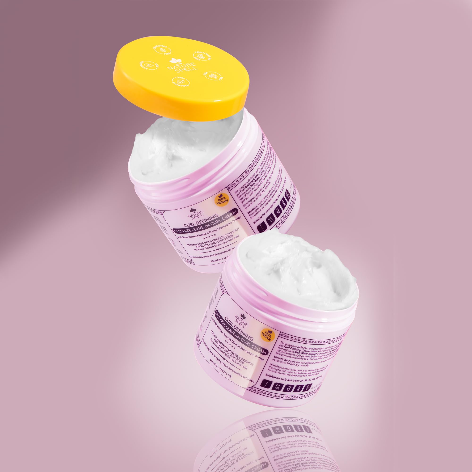 Nature Spell Leave in Curl Cream, 13.52 Fl Oz, Leave in Conditioner for Curly Hair, Infused with Rice Water and Linseed