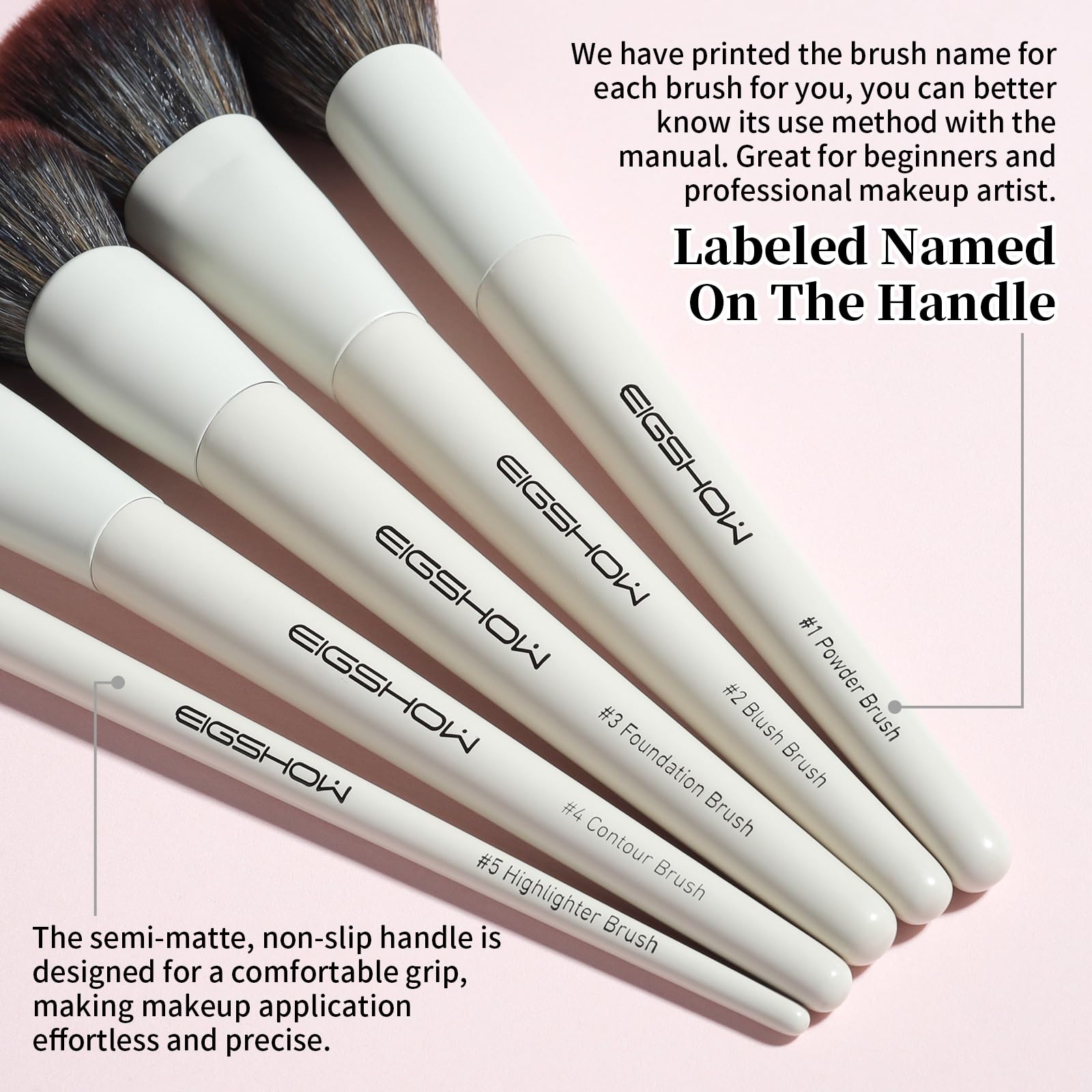 Eigshow Makeup Brushes, 18Pcs Professional Make Up Brush Set With Lables, For Foundation, Blush, Contour, Eyeshadow, Eyeliner, C
