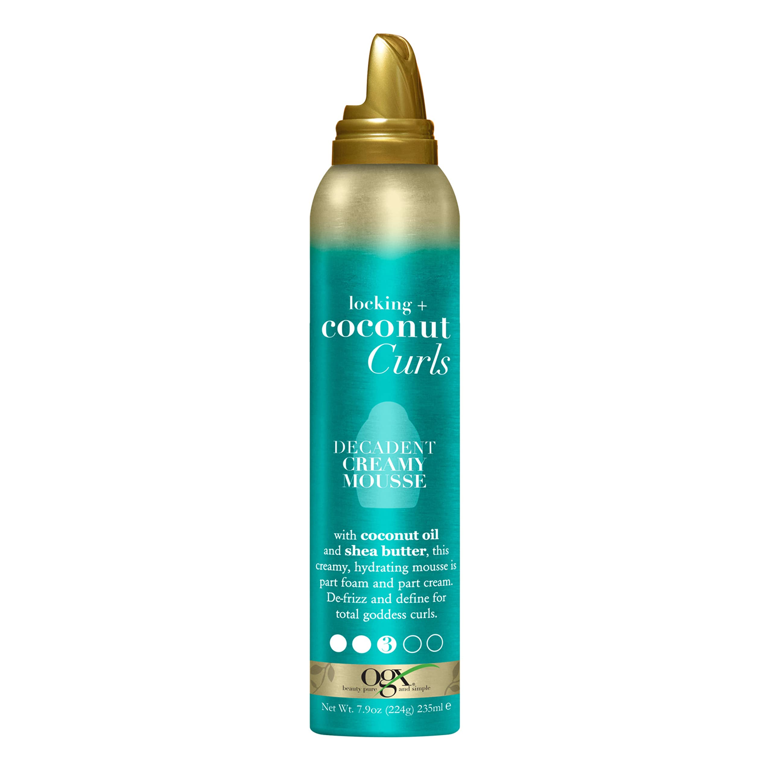 Ogx Locking + Coconut Curls Decadent Creamy Mousse, 7.9 Ounce