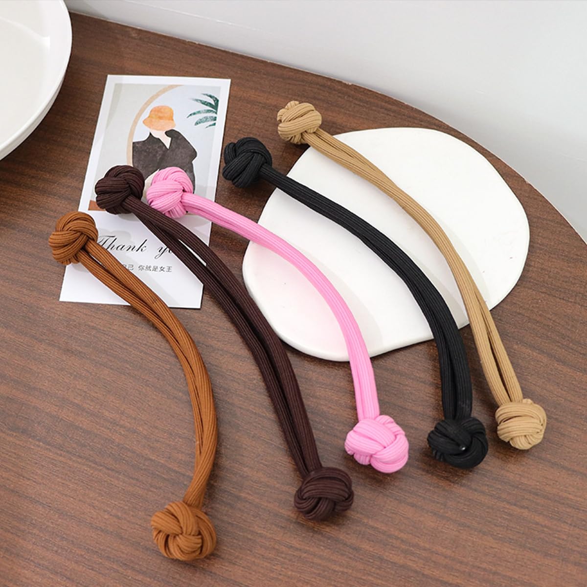 8 PACK Chinese Knot Scrunchies for Women Girls Rubber Band Hair Ball High Elastic Thick Hair Ties for Thick and Thin Hair