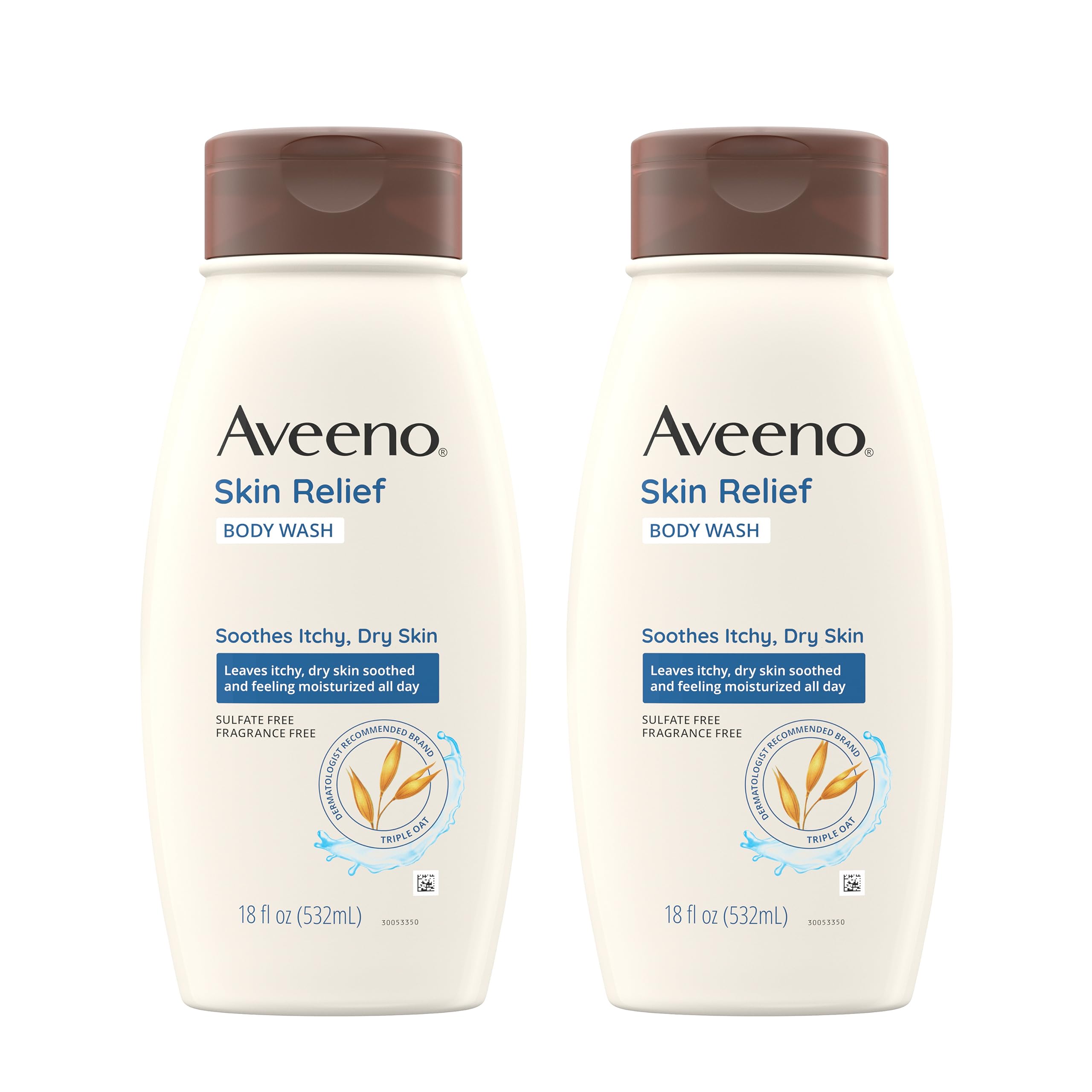 Aveeno Skin Relief Fragrance-Free Body Wash with Triple Oat Formula, Gentle Daily Cleanser for Sensitive Skin Leaves Dry Skin Fe