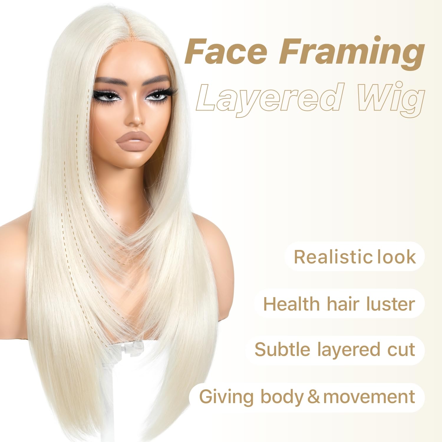BrownBomb Blonde Wear and Go Glueless Wigs Pre Plucked Pre Cut for Beginners 613 Synthetic Lace Front Wigs With Bangs Long Strai