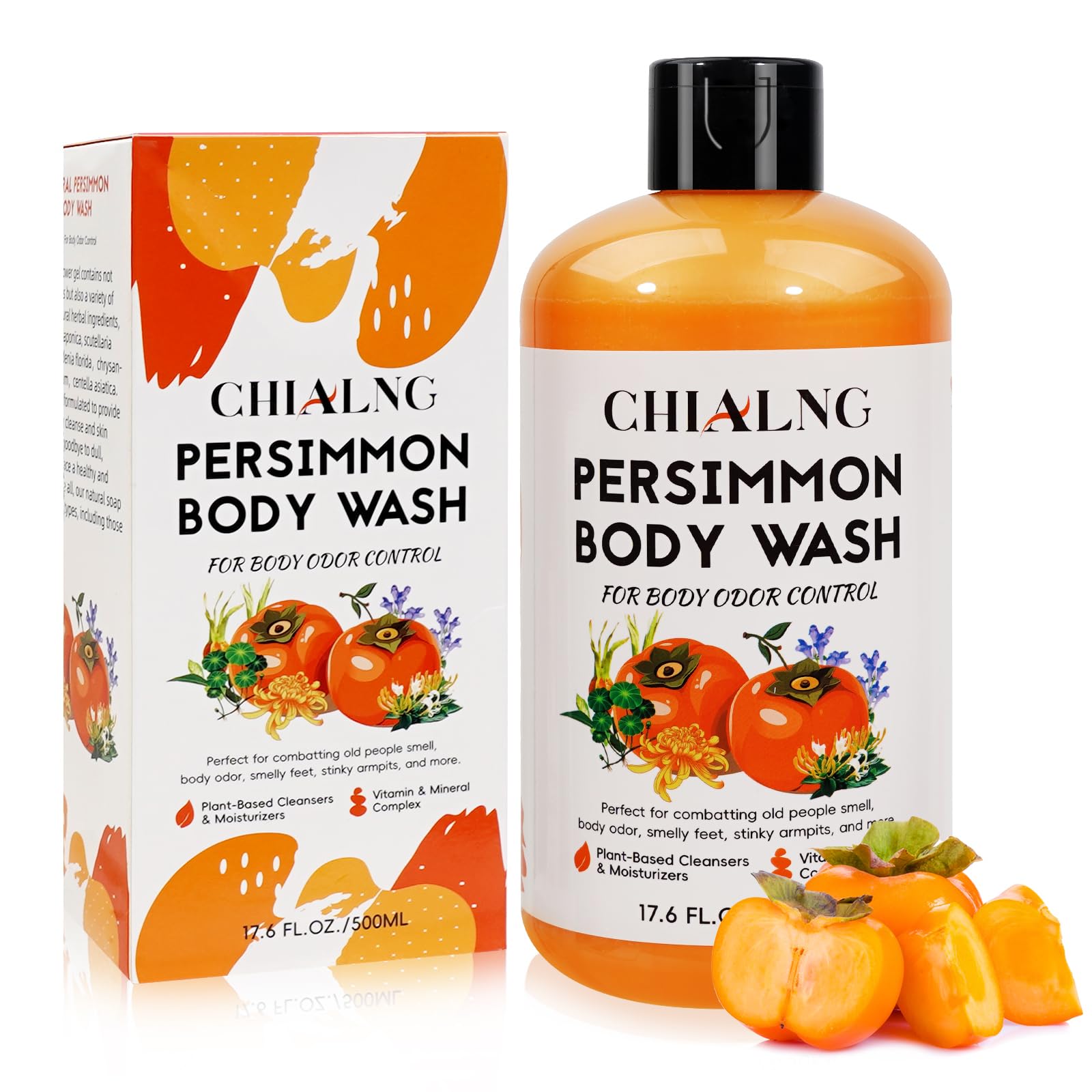 Persimmon Body Wash Soap for Body Odor Control | Removing Nonenal Body Odor |Rich Centella asiatica extract | Persimmon Soap for