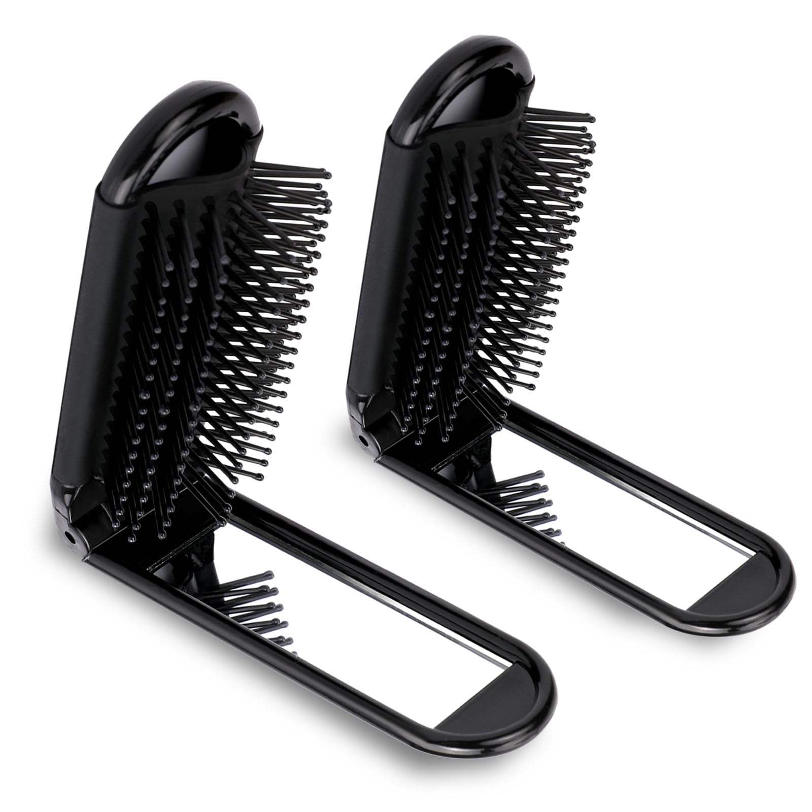 Travel Hair Brush With Mirror,2 Pack Folding Wet Hairbrush Travel Size Hair Massage Comb Compact Hair Brush Foldable Brush Pocke