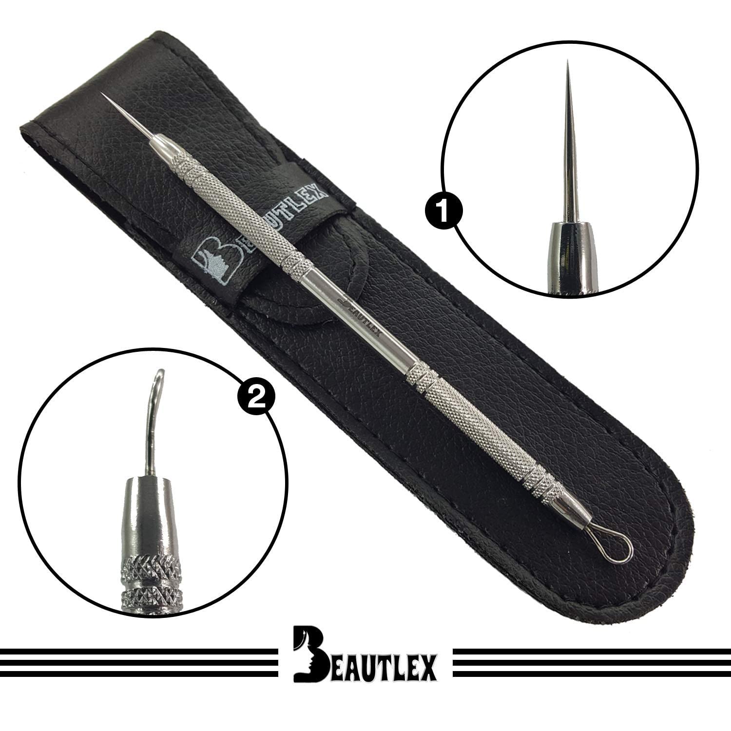 Lancet For Facial Milia Remover And Whitehead Extractor. Double Ended Angled Circle Loop & Sharp Needle Pimple Popper Tool. Derm